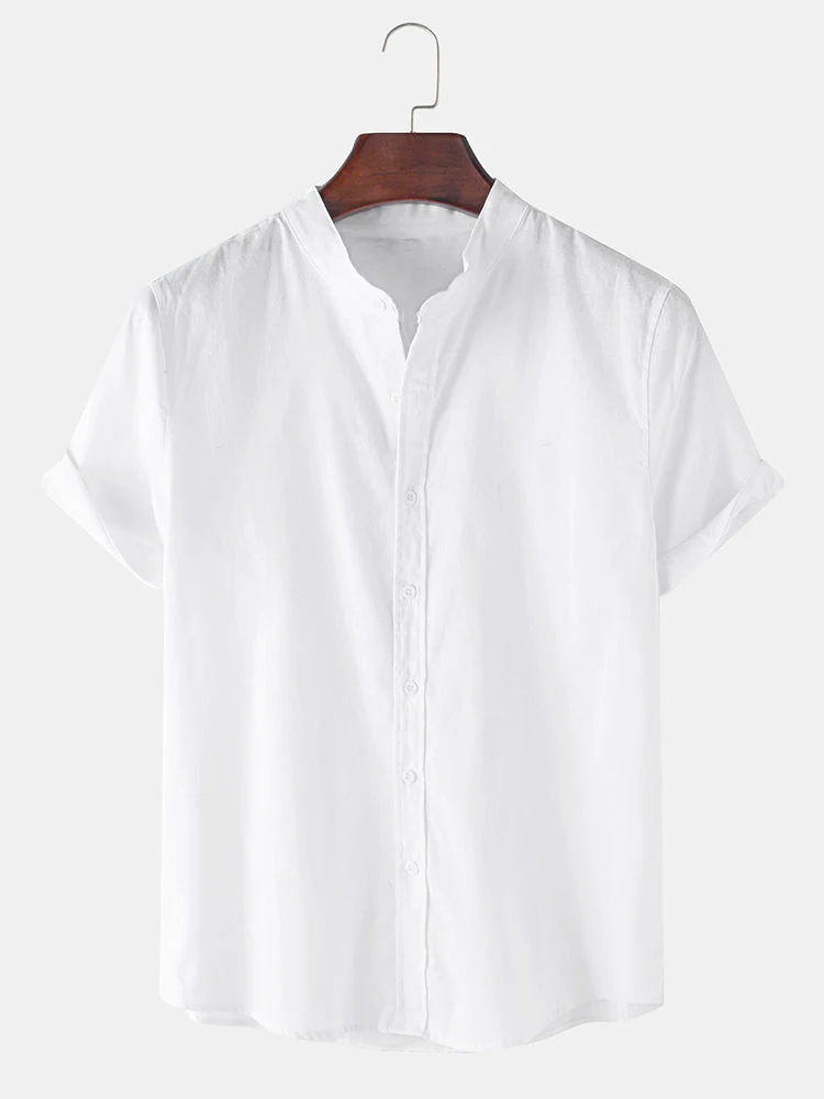 Alixander® | Linen Look Breathable Short Sleeve Basic Shirts