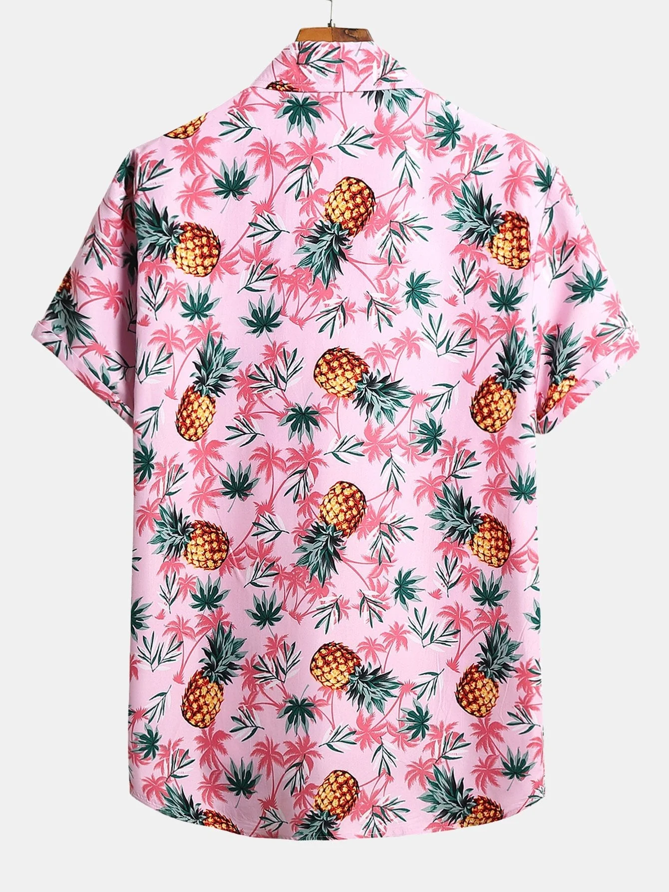 Almas® | Pineapple Palm Tree Print Button Up Shirt - Image 2