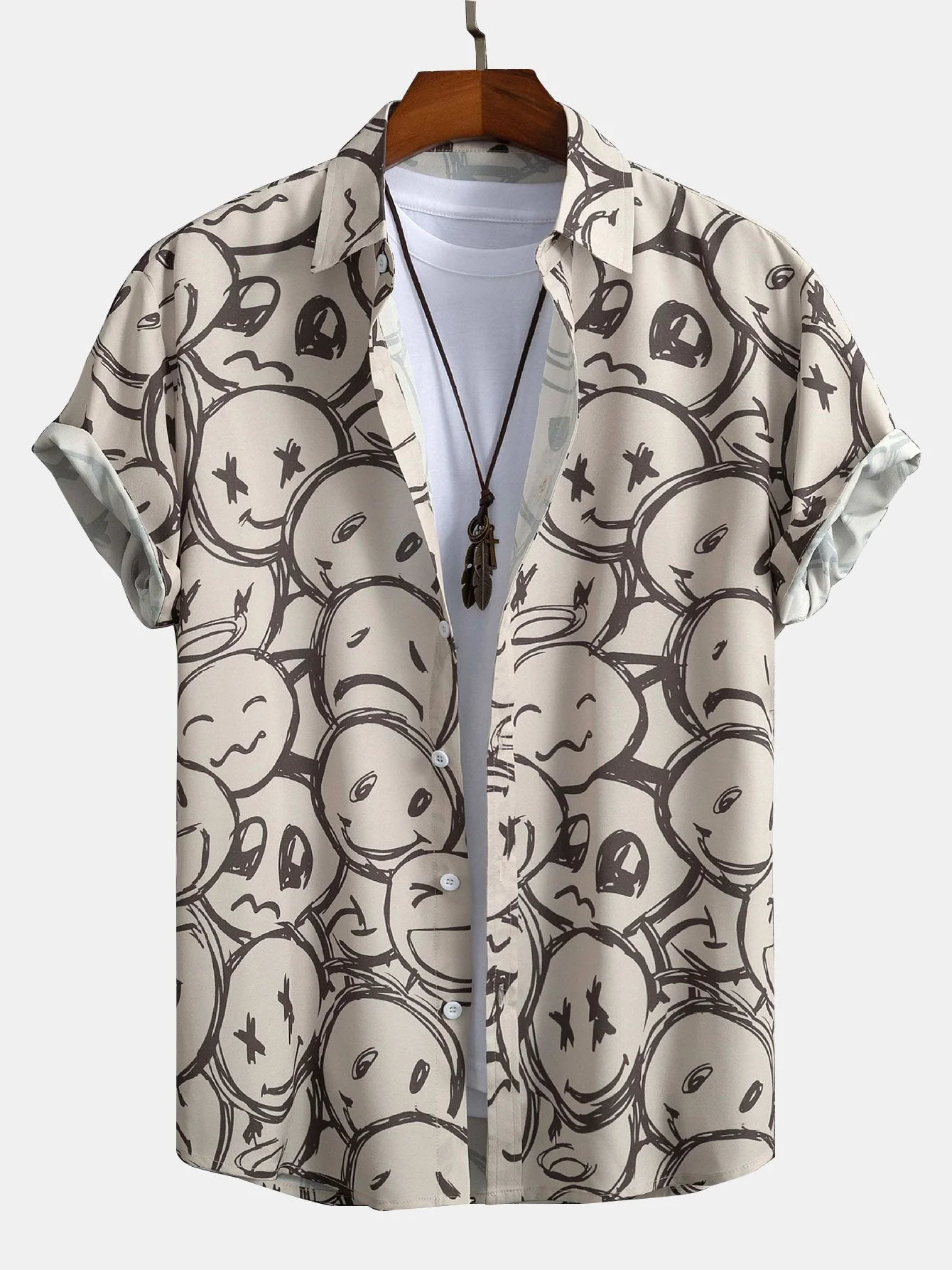 Alphonso® | Smiley Print Button Up Shirt