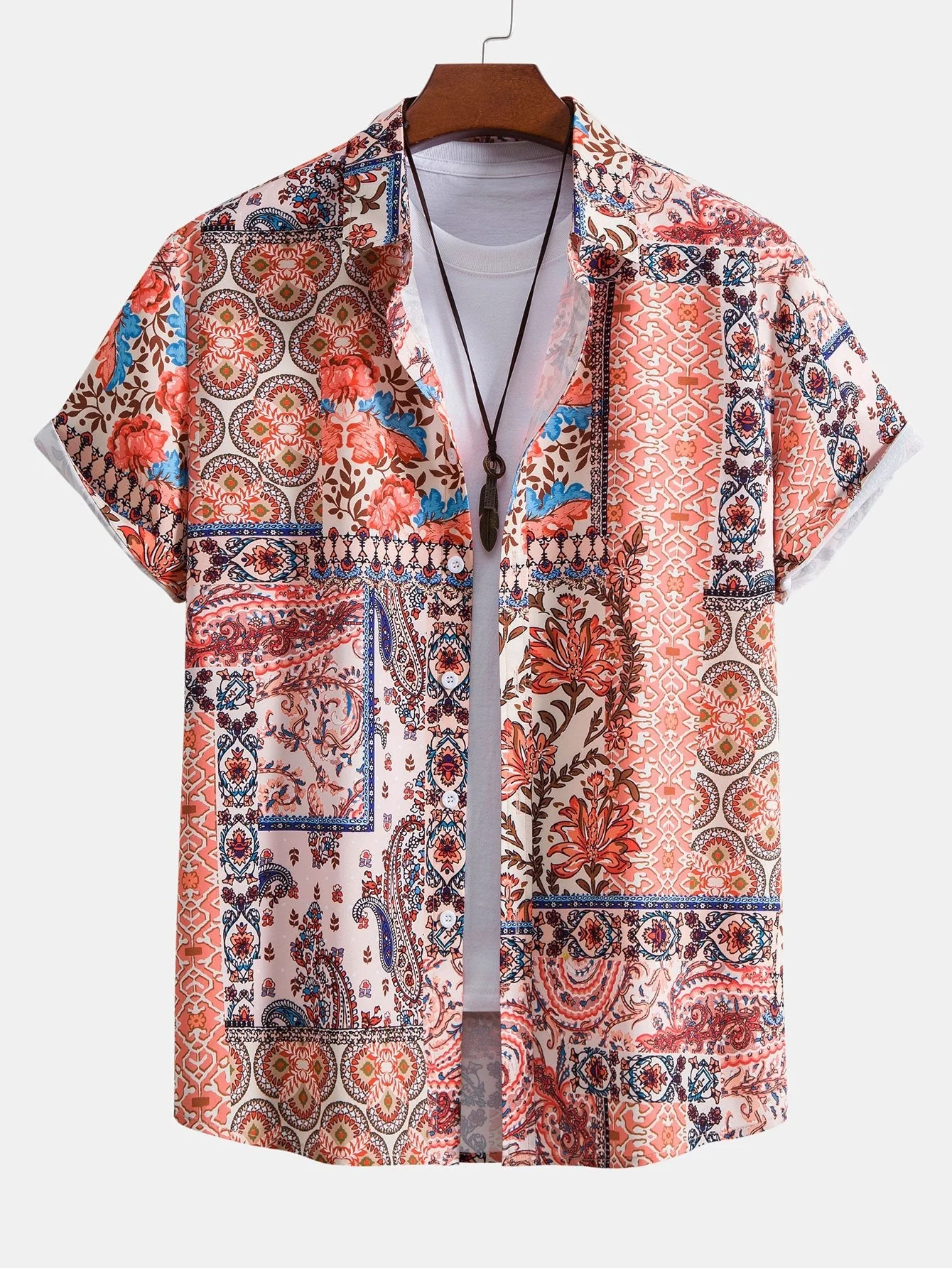 Alpin® | Floral Paisley Patchwork Print Button Up Shirt