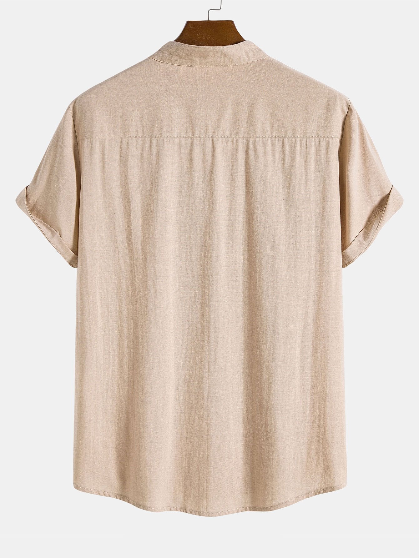 Altiok® | Linen Look Cotton Blend Stand Collar Shirt - Image 4