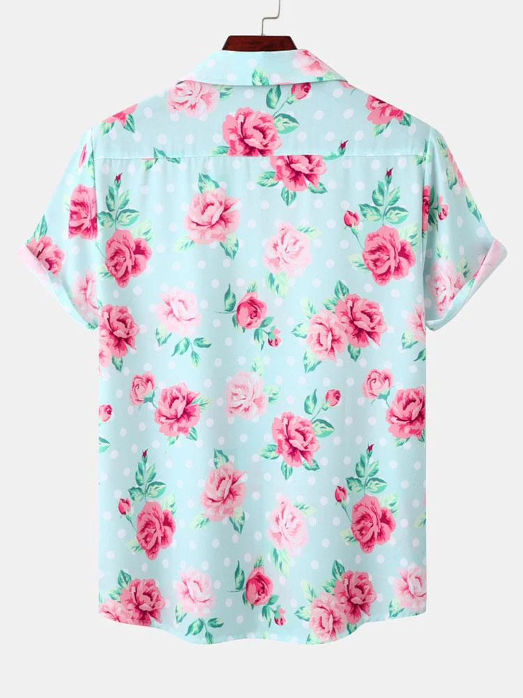 Alvard® | Floral Polka Dot Print Revere Collar Shirt - Image 2