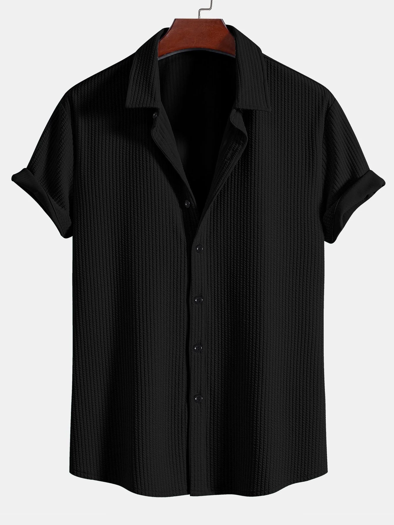 Álvaro® | Muscle Fit Ribbed Button Up Shirt - Image 2