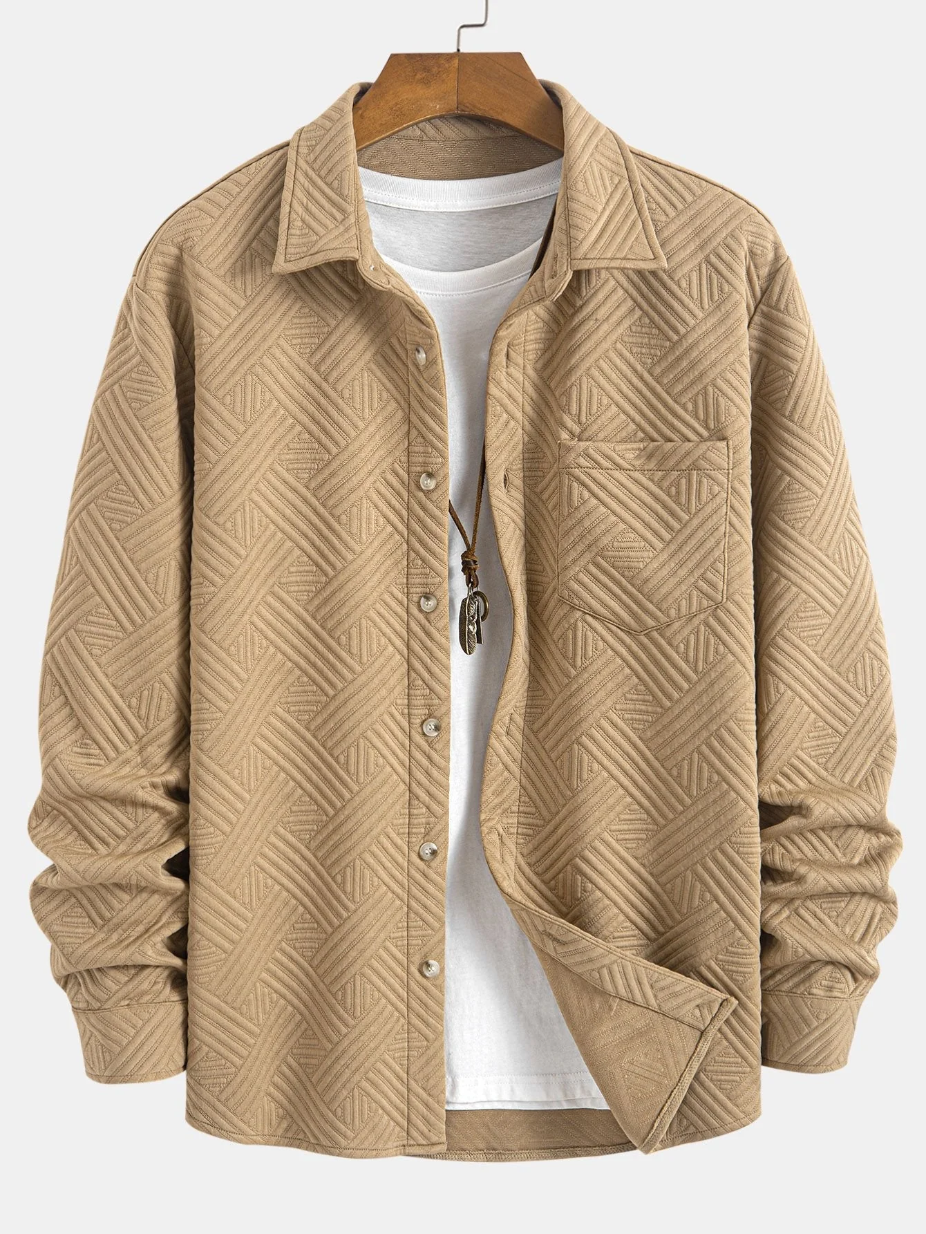 Amadeo® | Striped Jacquard Button Up Shirt