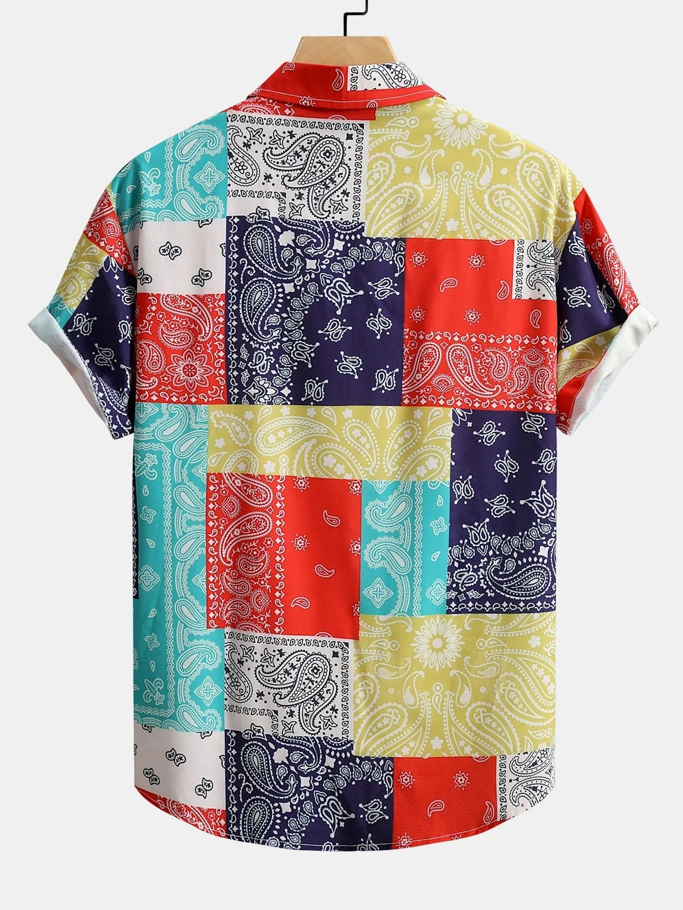 Amare® | Color Block Paisley Print Button Up Shirt - Image 2