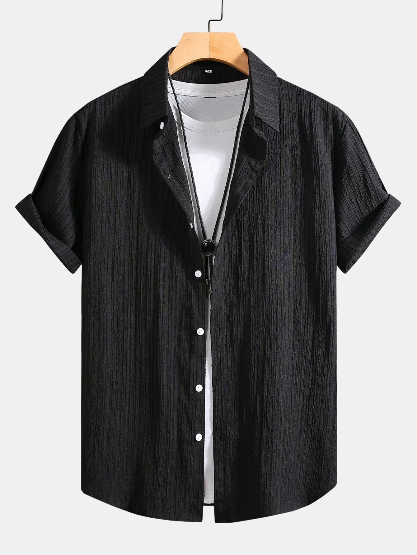 Ambrosius® | Wrinkled Texture Print Button Up Shirt