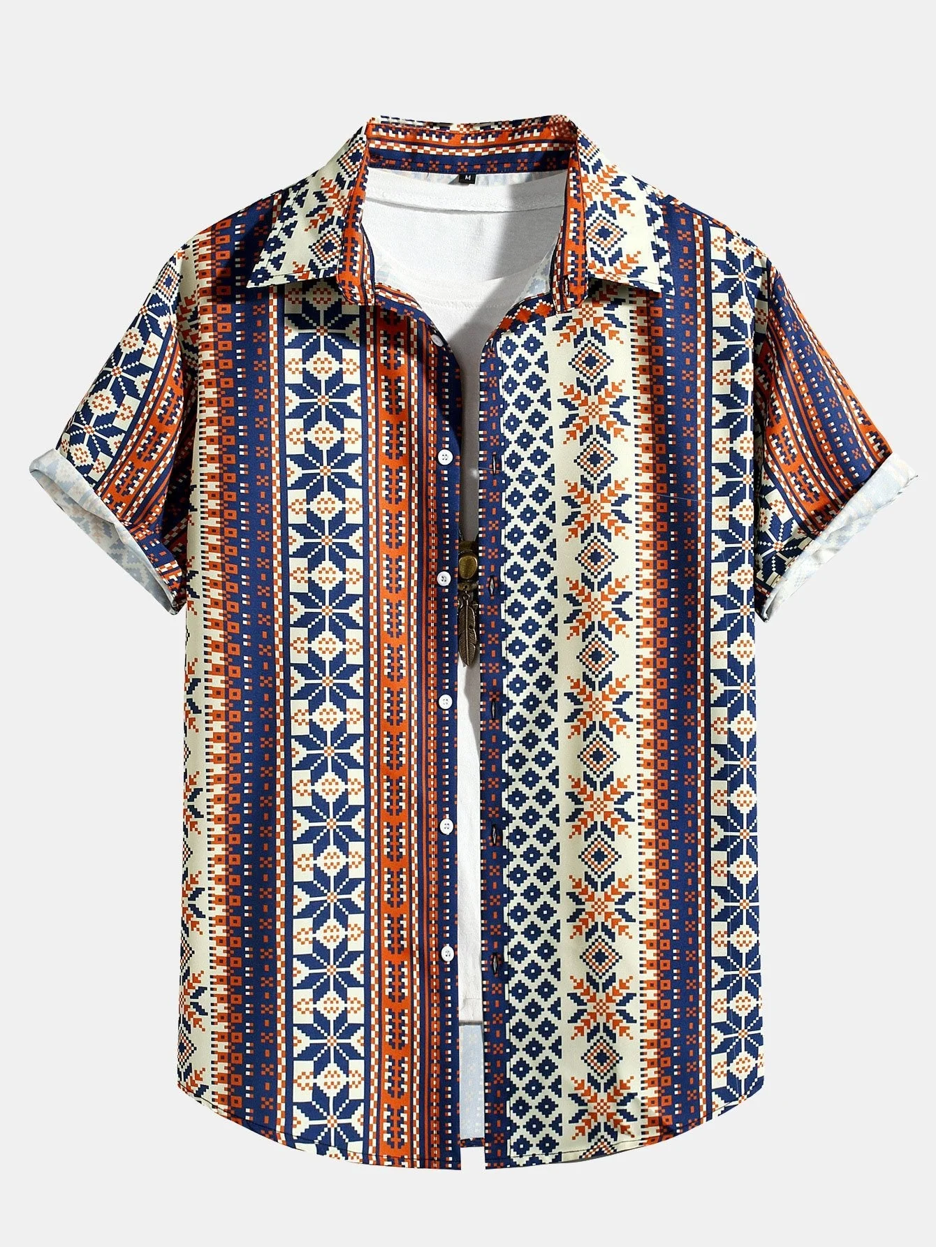 Ameer® | Aztec Geometric Print Button Up Shirt