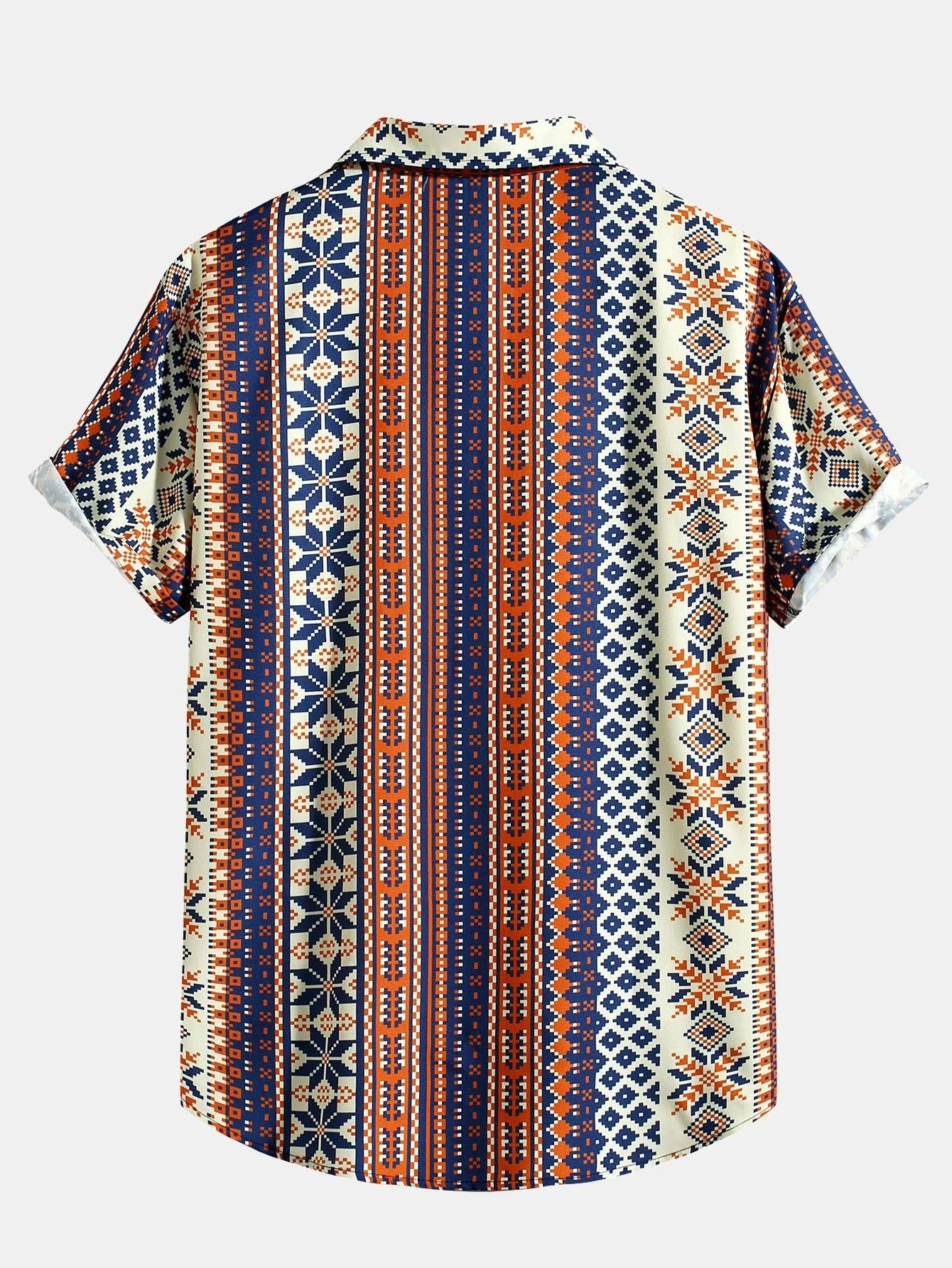 Ameer® | Aztec Geometric Print Button Up Shirt - Image 2