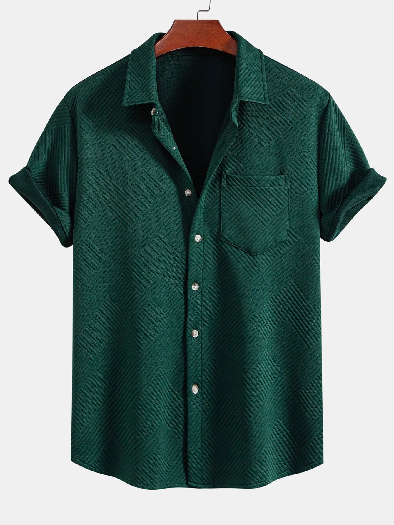 Amias® | Stripe Jacquard Button Up Shirt