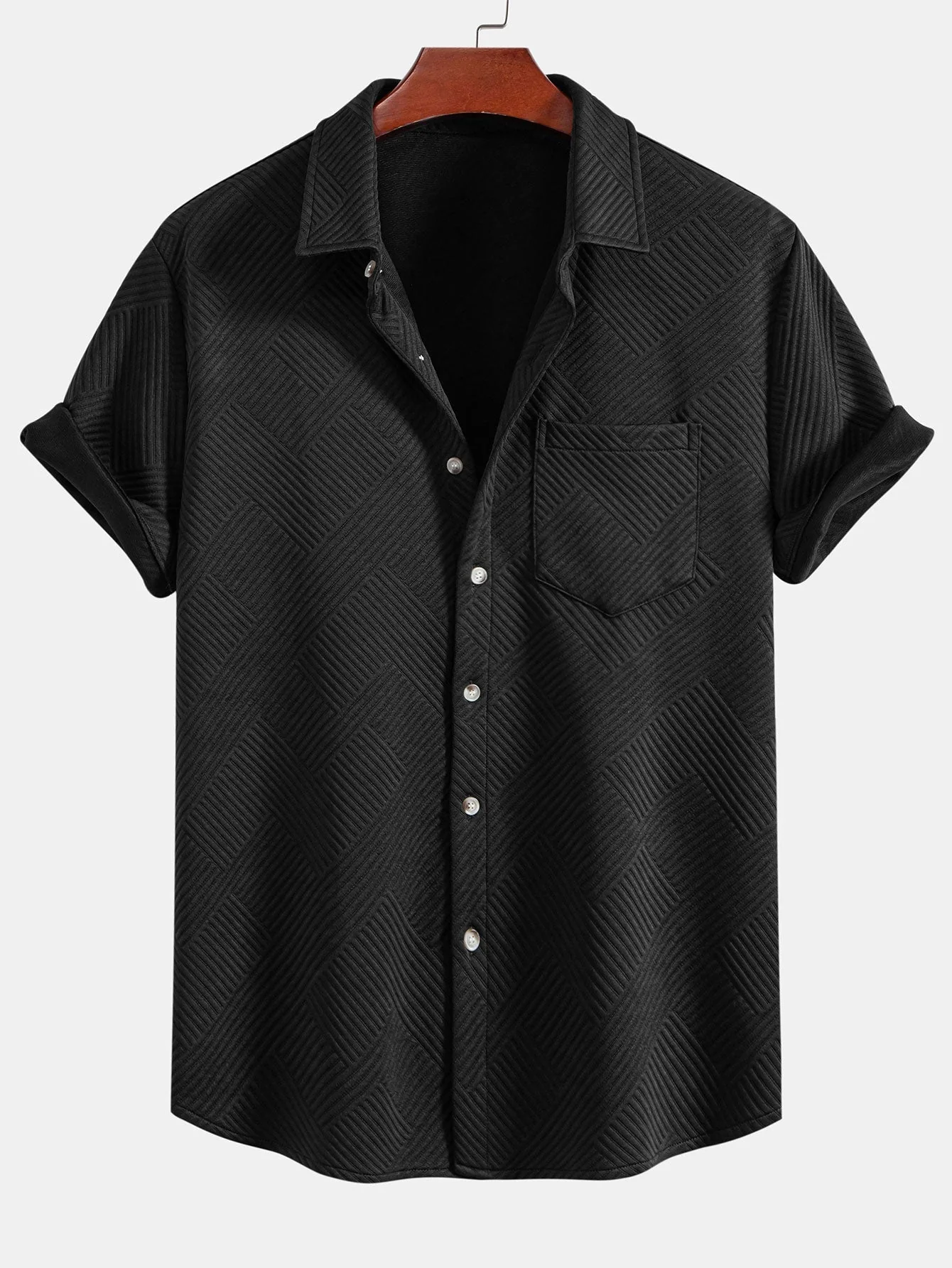 Amias® | Stripe Jacquard Button Up Shirt - Image 3