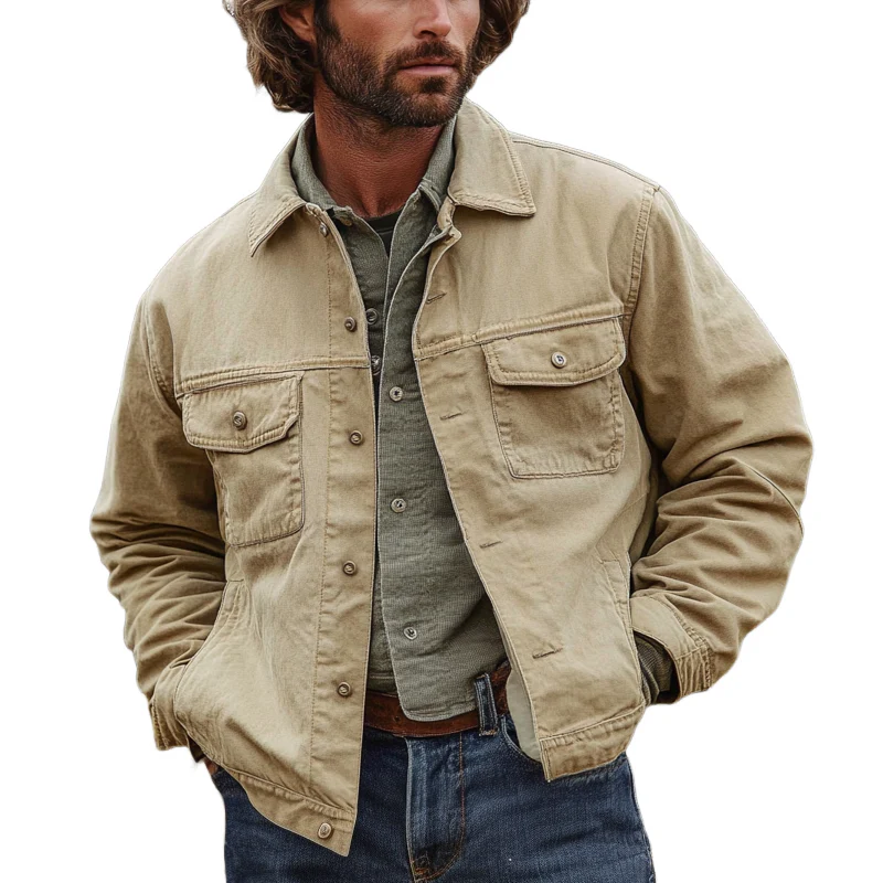Amit® | Men's Cotton Lapel Casual Solid Color Work Jacket MTA3092I4X