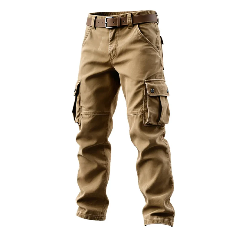 Amos® | Men's Solid Cotton Multi-Pocket Work Trousers MTA0918J5X