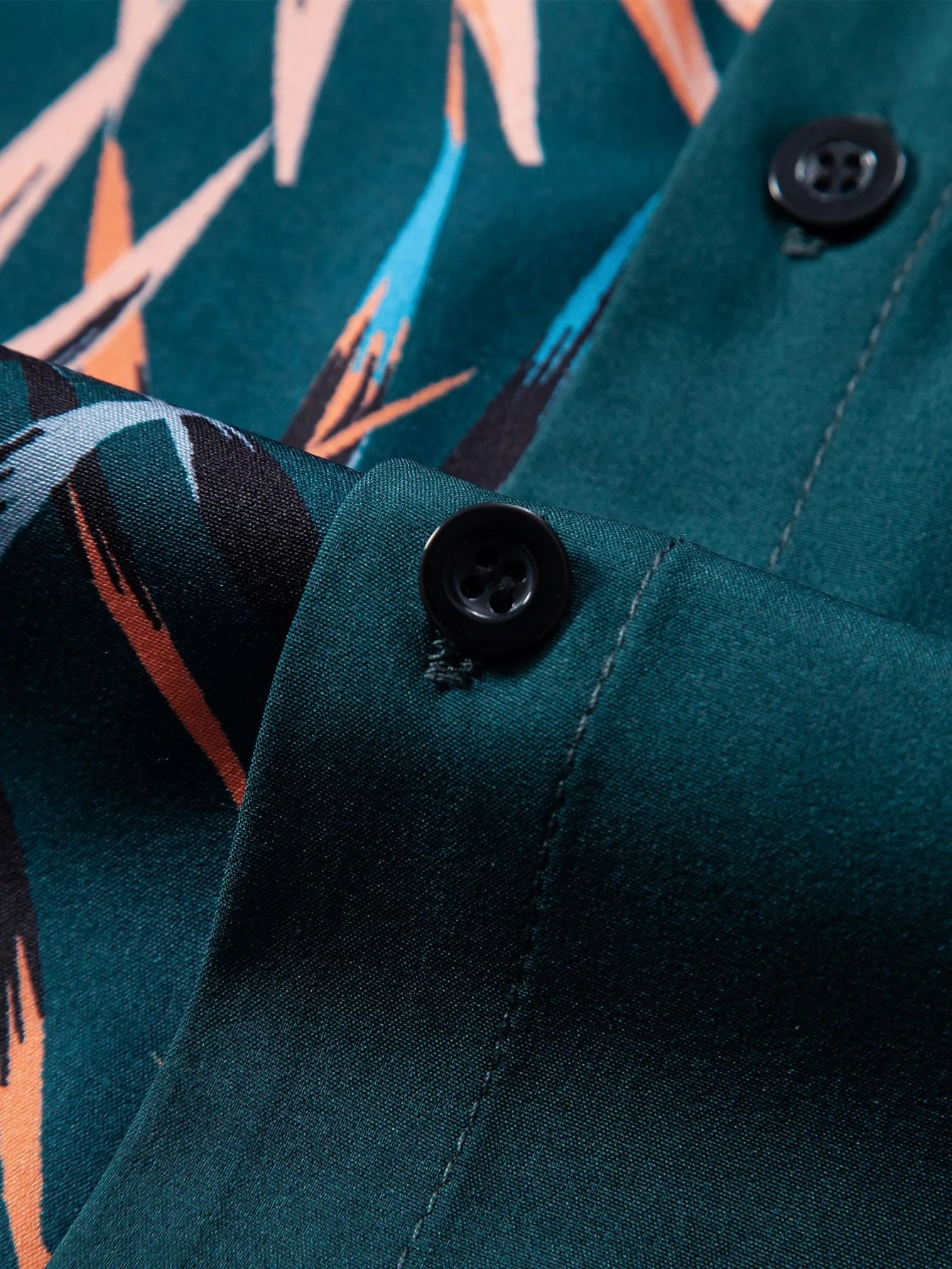 Anacleto® | Leaf Patchwork Print Button Up Shirt - Image 4
