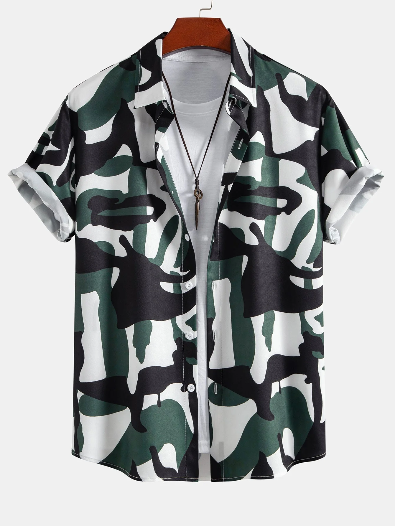 Anatole® | Colorblock Print Button Up Shirt