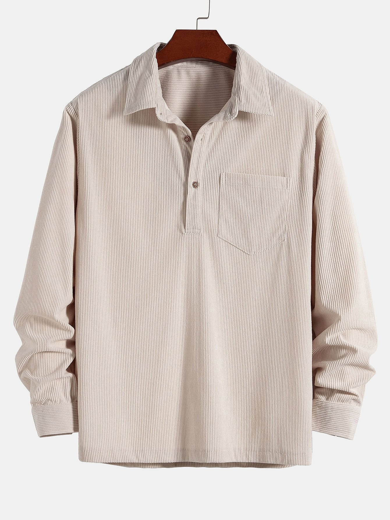 Ancel® | 3 Pieces Long Sleeve Polo Neck Corduroy Shirt - Image 2