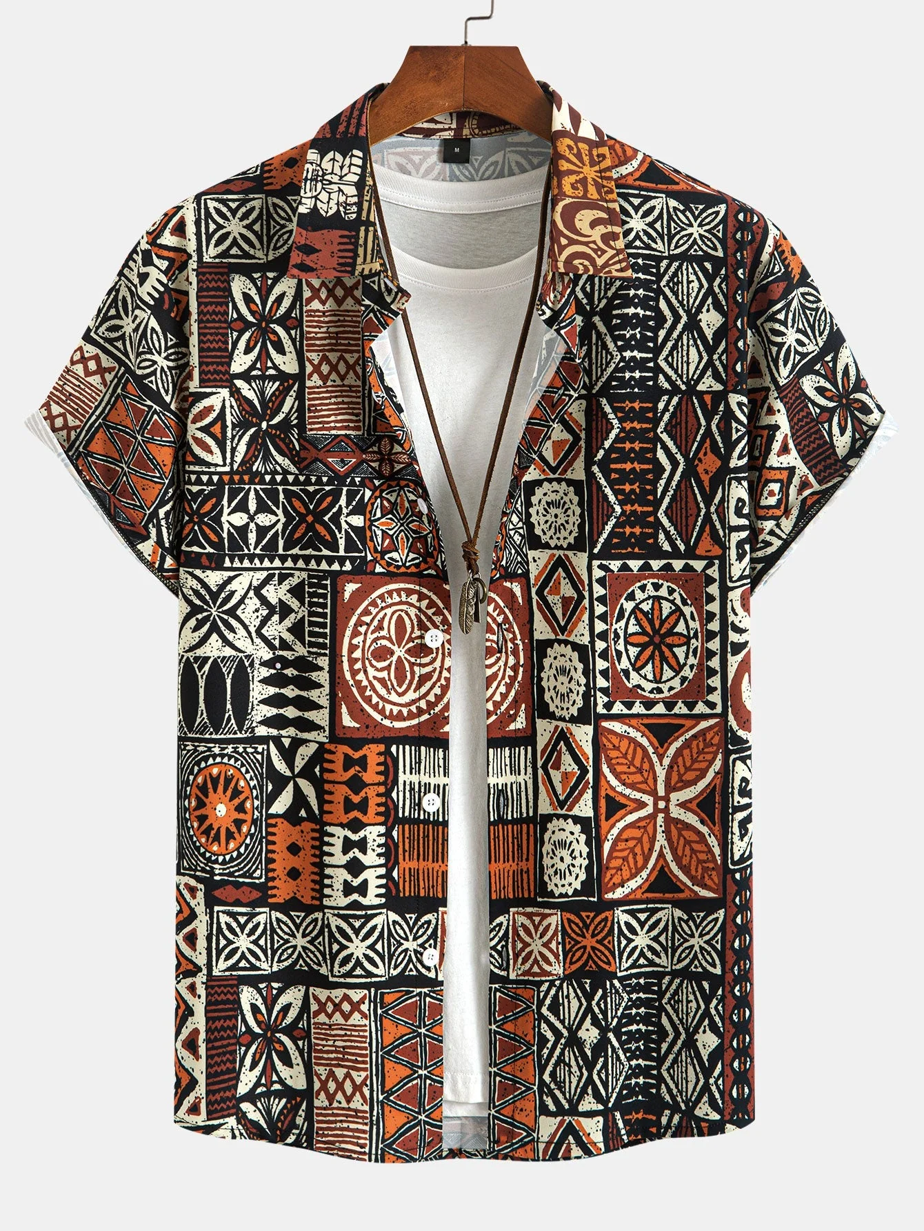 Anderson® | Ethnic Geometry Print Button Up Shirt