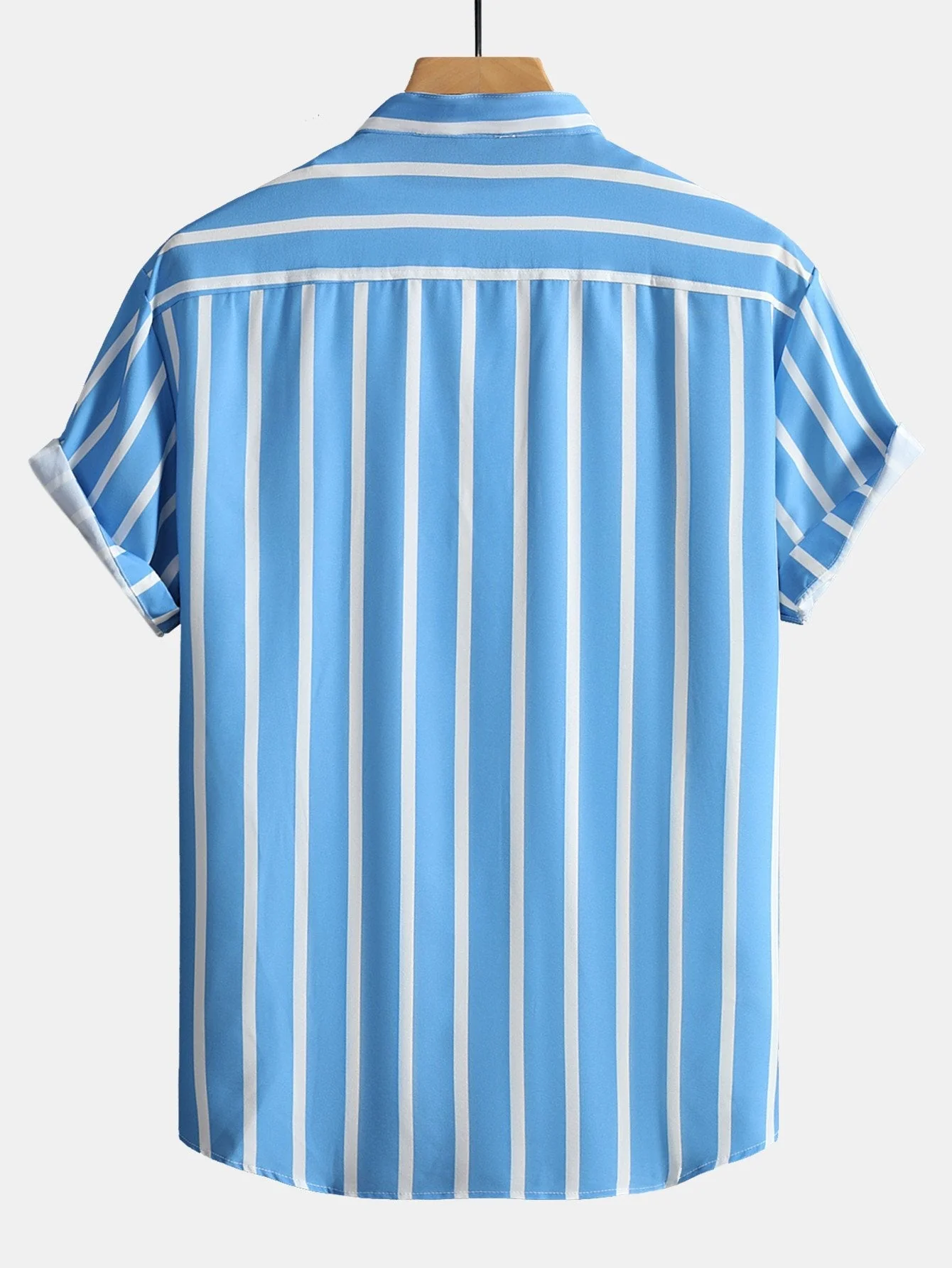 Andreas® | Striped Button Up Stand Collar Shirt - Image 2