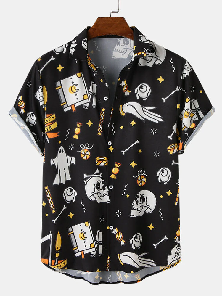 Andres® | Halloween Ghost Skull Print Shirt