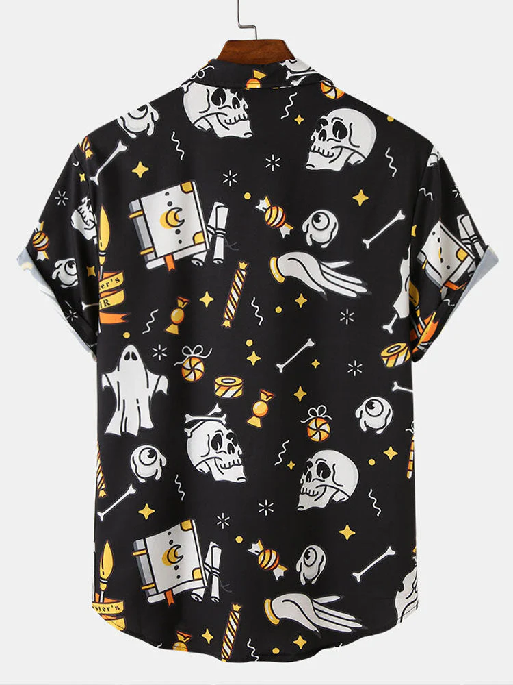Andres® | Halloween Ghost Skull Print Shirt - Image 2