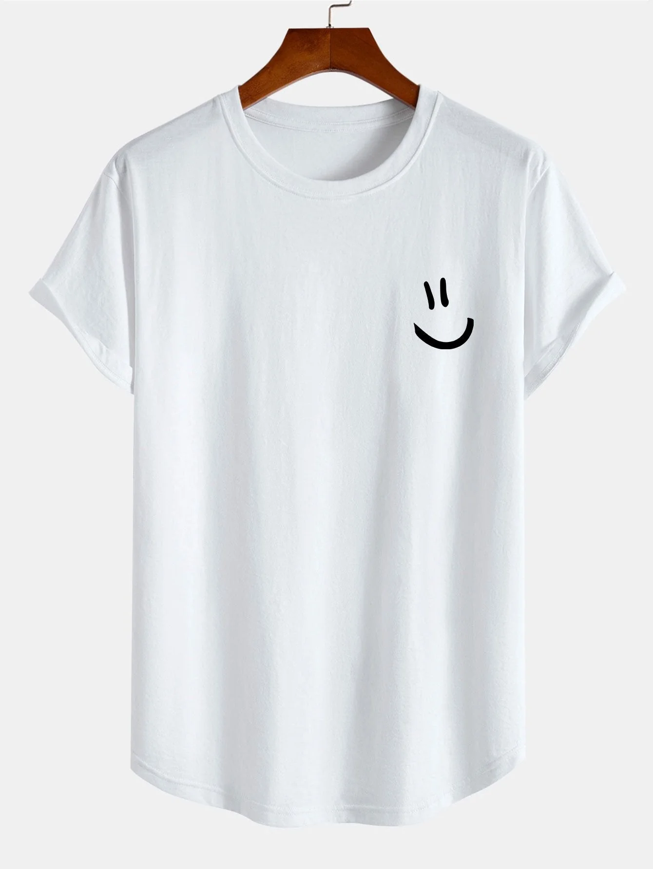 Andrew® | Smiley Print Cotton Arc Hem T-Shirt - Image 3
