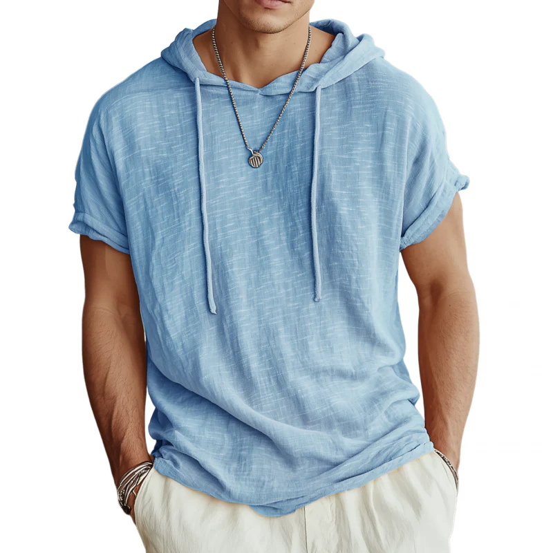Andrew | Men'S Casual Breathable Cotton Hooded Slim Short-Sleeved T-Shirt