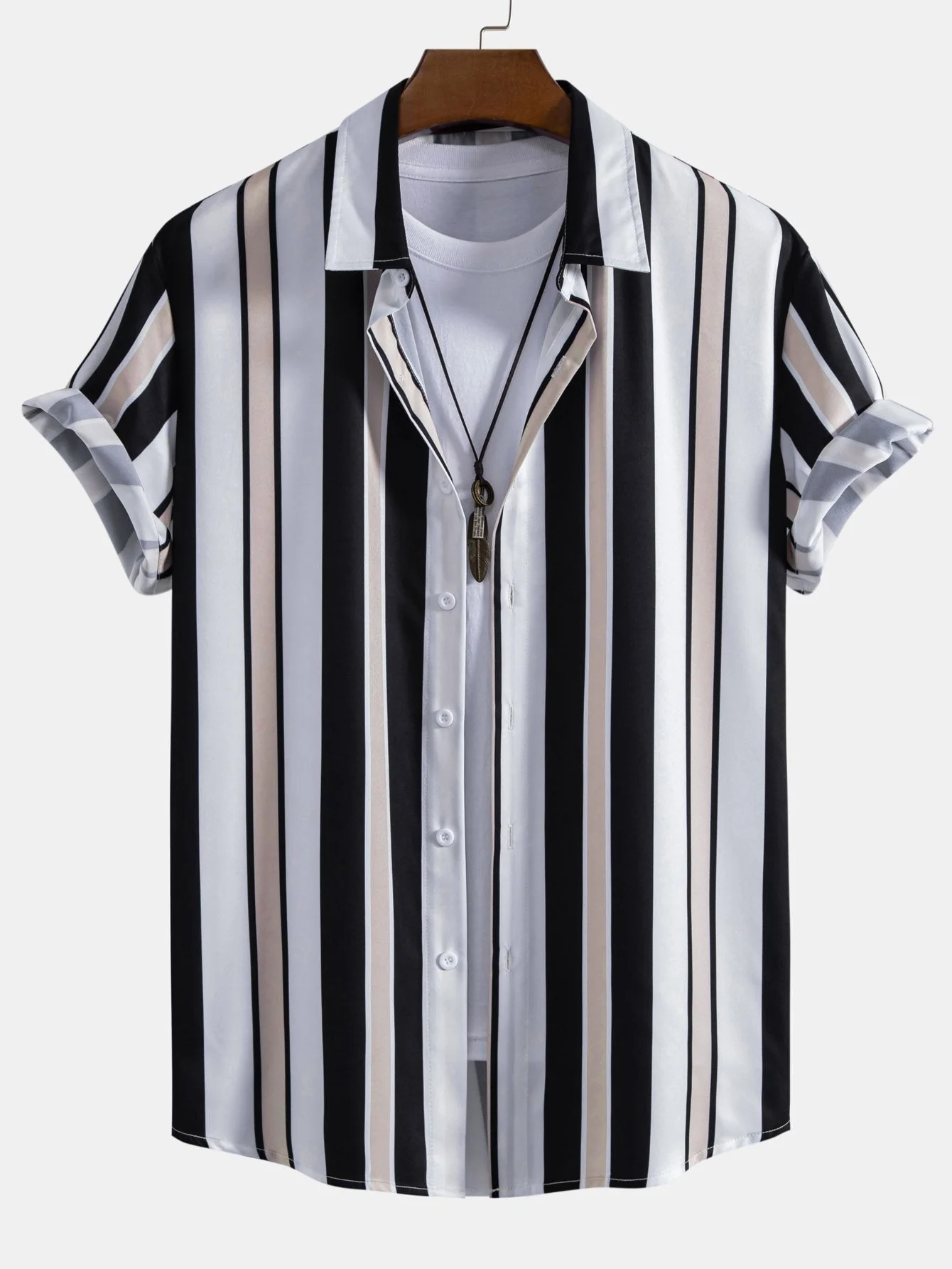 Anfernee® | Stripe Print Button Up Shirt