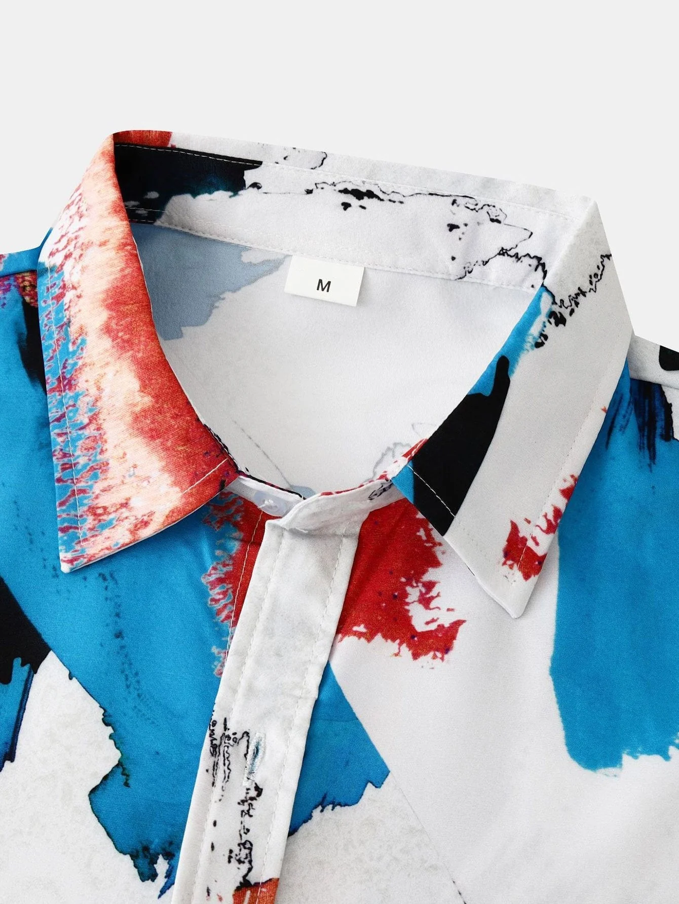 Angelico® | Colorful Brushstroke Print Button Up Shirt - Image 3