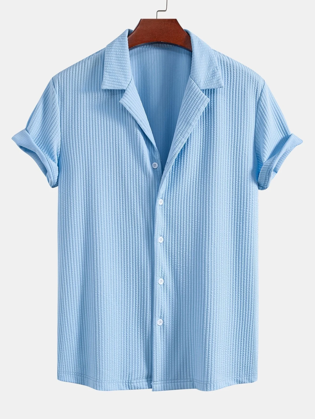Anselme® | Muscle Fit Ribbed Deep Cuban Shirt