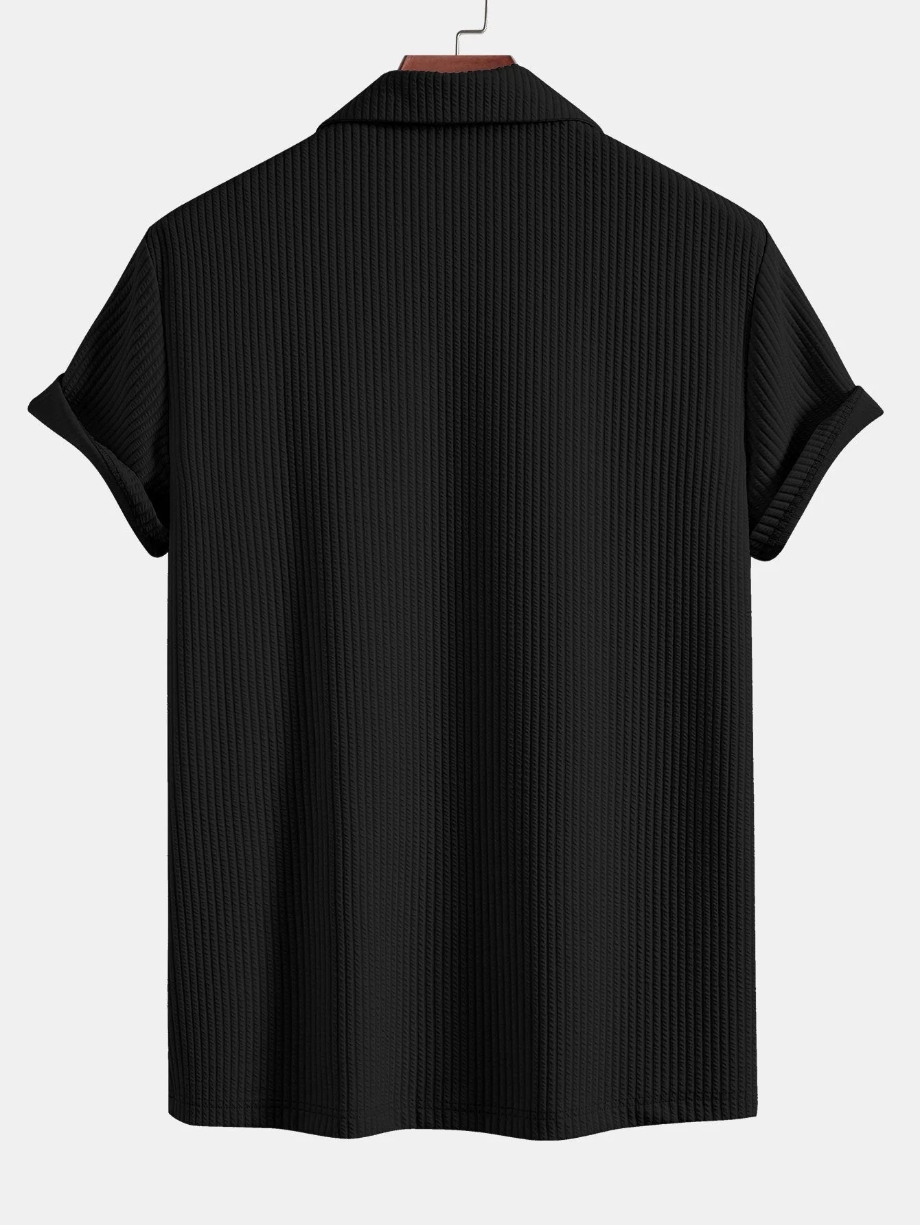 Anselme® | Muscle Fit Ribbed Deep Cuban Shirt - Image 4