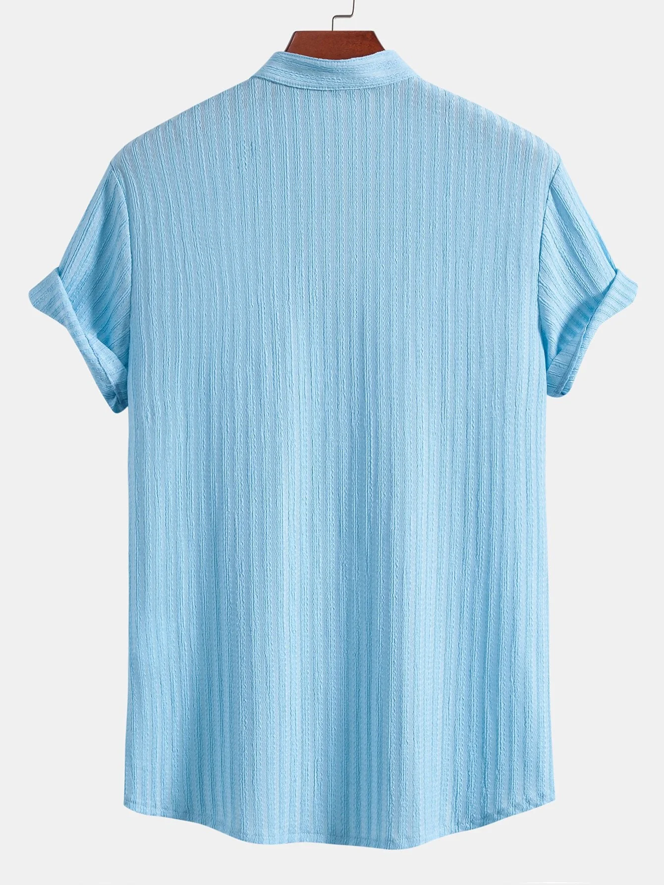 Antares® | Muscle Fit Texture Ribbed Stand Collar Shirt - Image 4