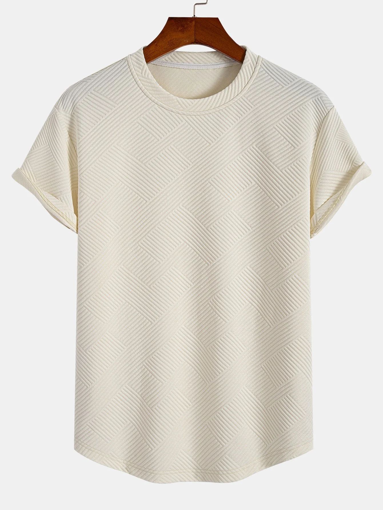 Antenor® | Short Sleeve Stripe Jacquard Arc Hem T-Shirt & Shorts - Image 7
