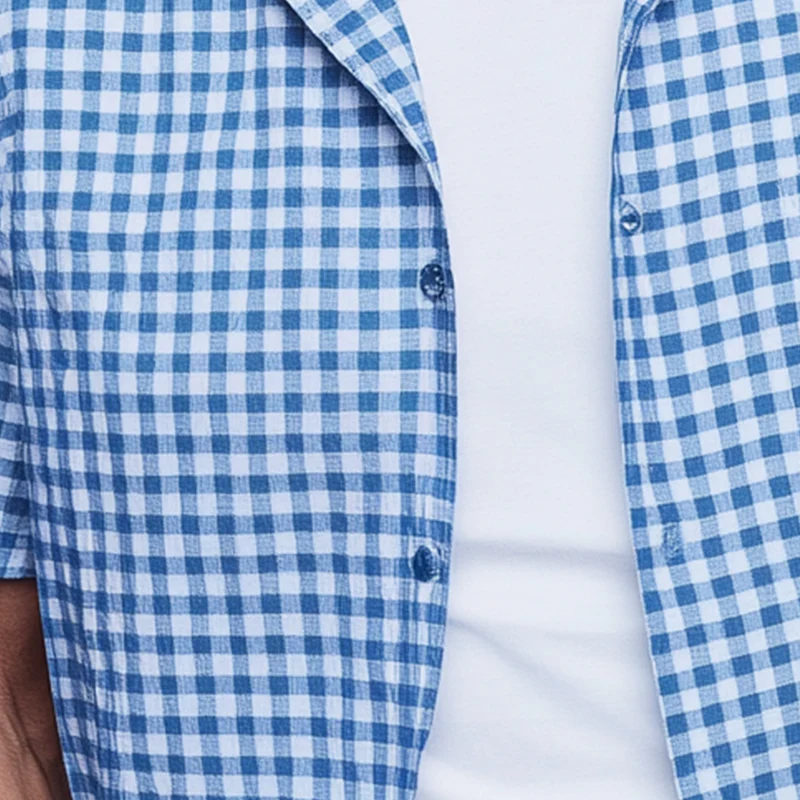 Antoine | Men'S Summer Fashion Plaid Cotton And Linen Short Sleeve Shirt - Image 3