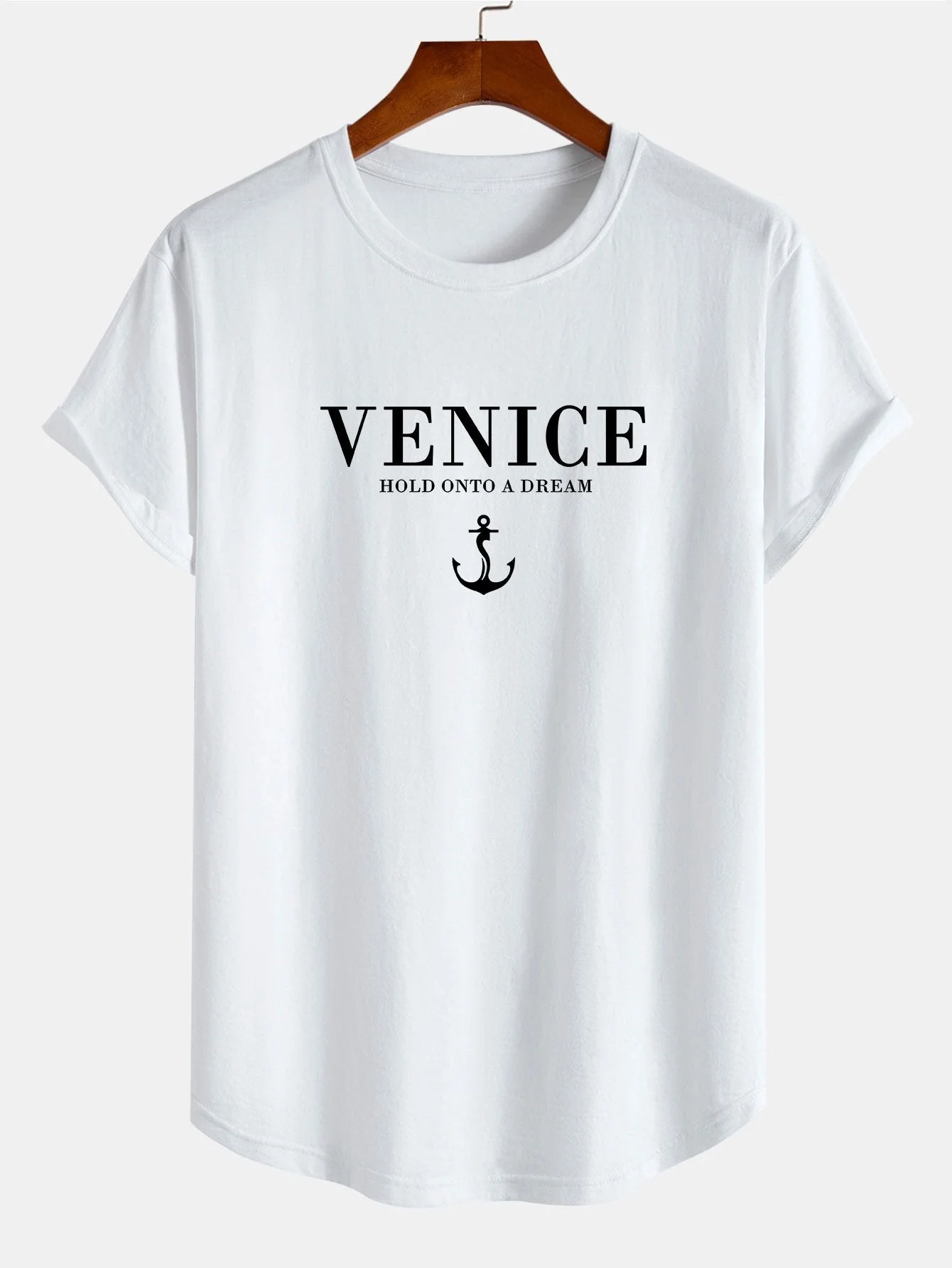 Anton® | Venice Anchor Print Cotton Arc Hem T-Shirt - Image 3