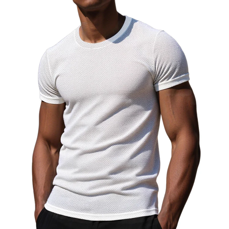 Antonio | Men'S Solid Color Textured Round Neck Short-Sleeved T-Shirt - Image 6