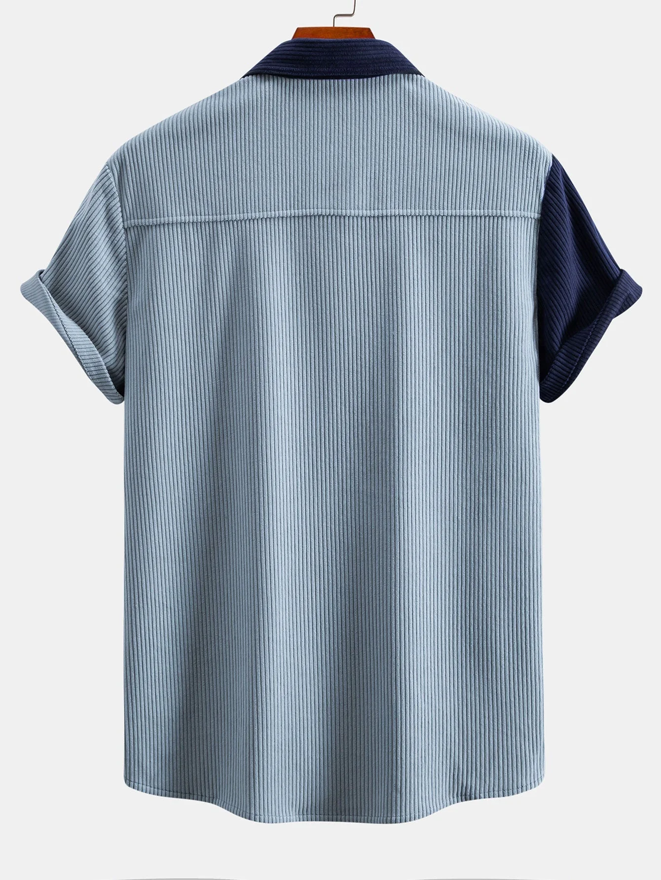 Arandes® | Short Sleeve Corduroy Patchwork Shirt - Image 2