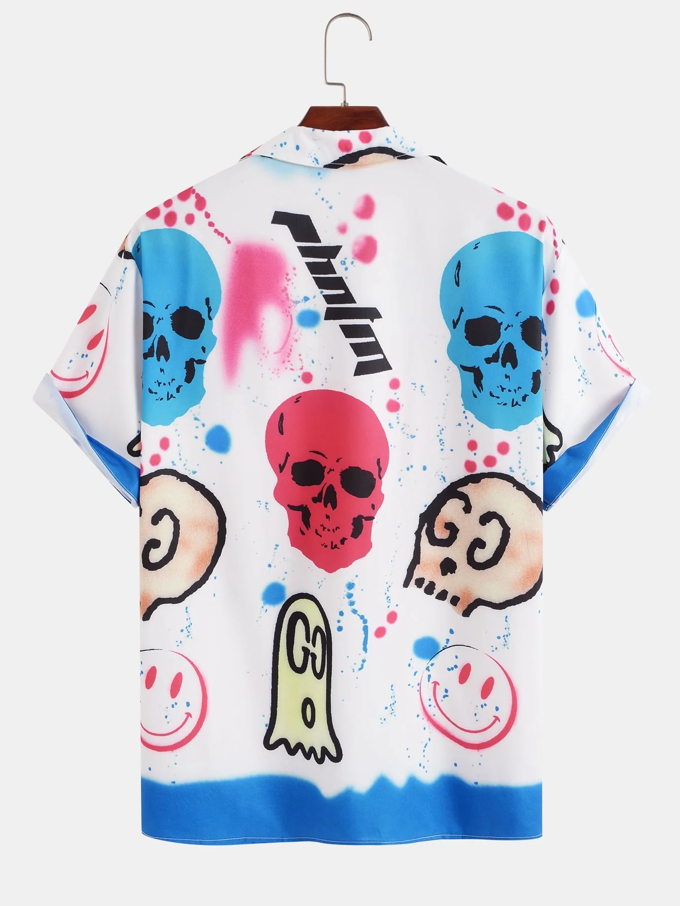 Ardrey® | Skull Smiley Graffiti Print Revere Collar Shirt - Image 2