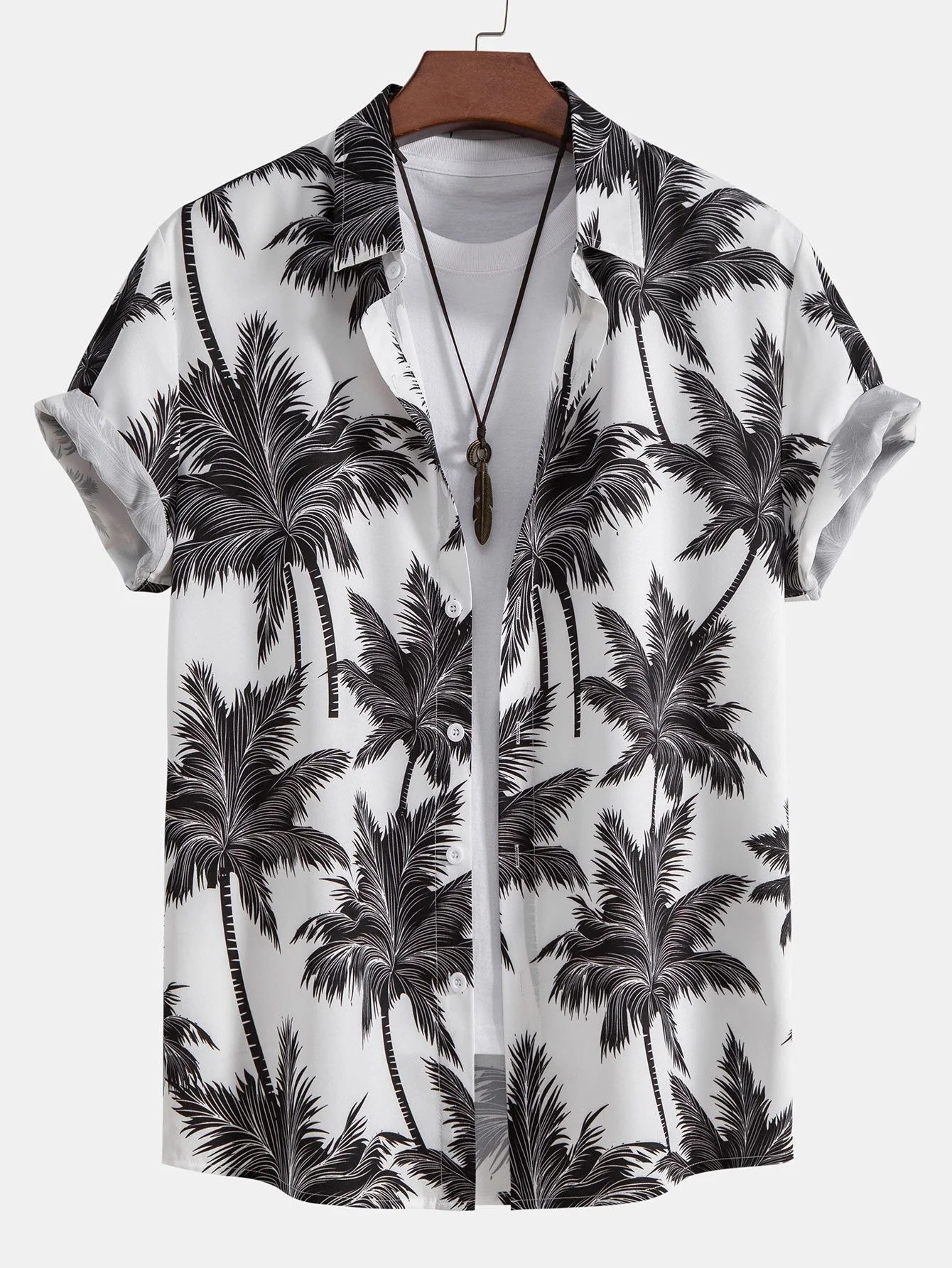 Aristides® | Palm Tree Print Button Up Shirt & Striped Swim Shorts - Image 3