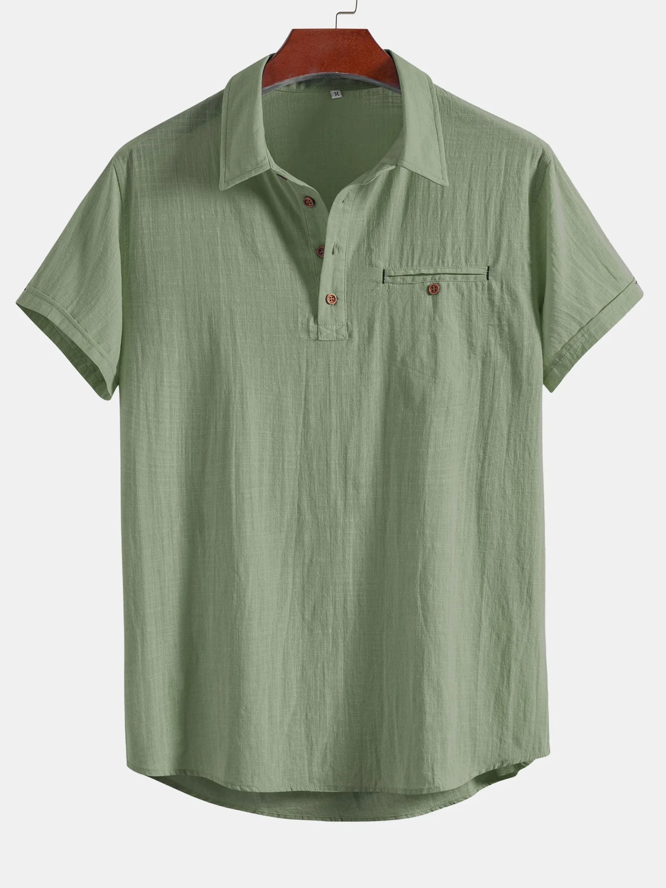 Aristides® | Short Sleeve Linen Look Polo Collar Shirt - Image 11