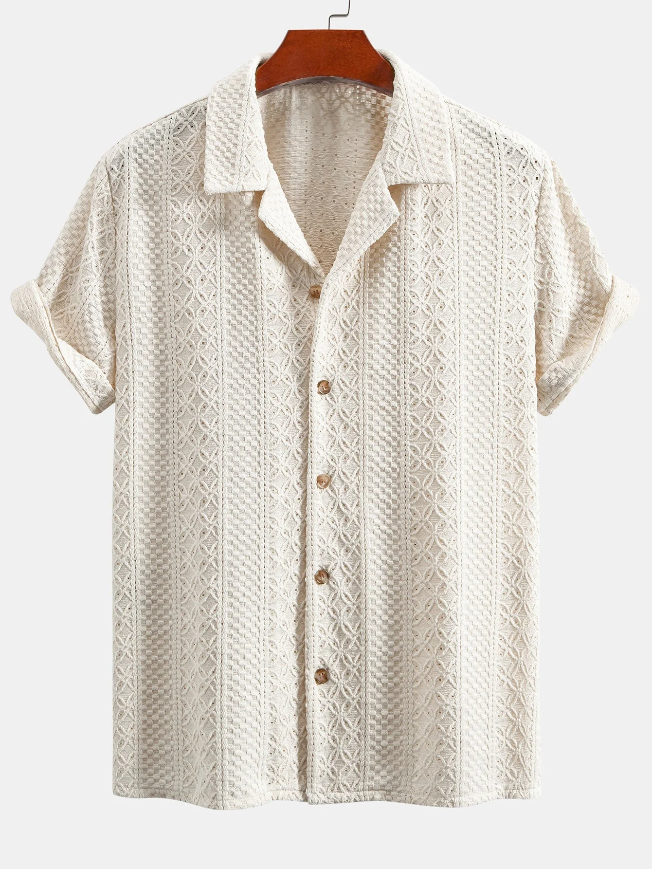 Aristotelis® | Floral Checkerboard Jacquard Cuban Shirt
