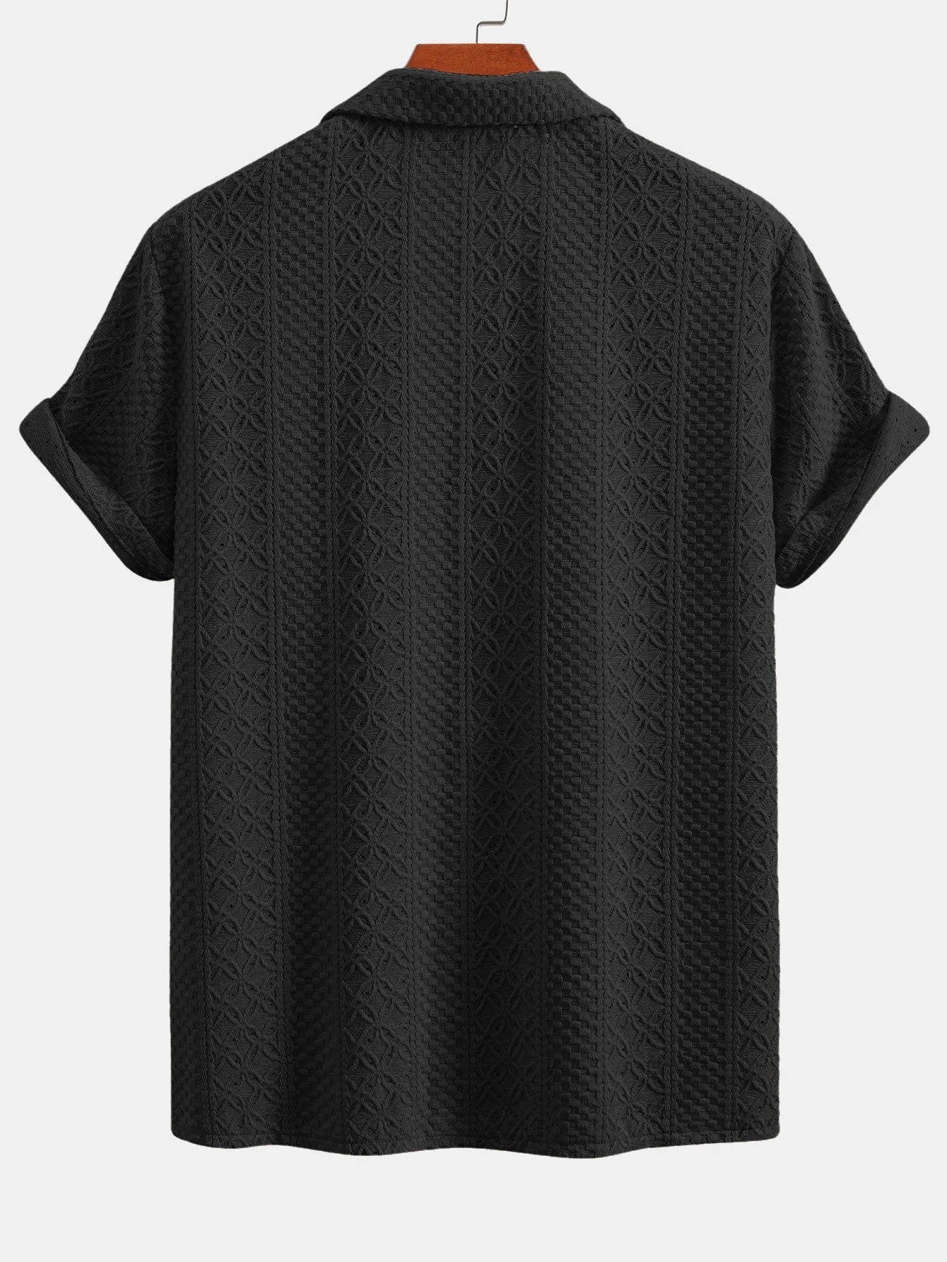 Aristotelis® | Floral Checkerboard Jacquard Cuban Shirt - Image 4
