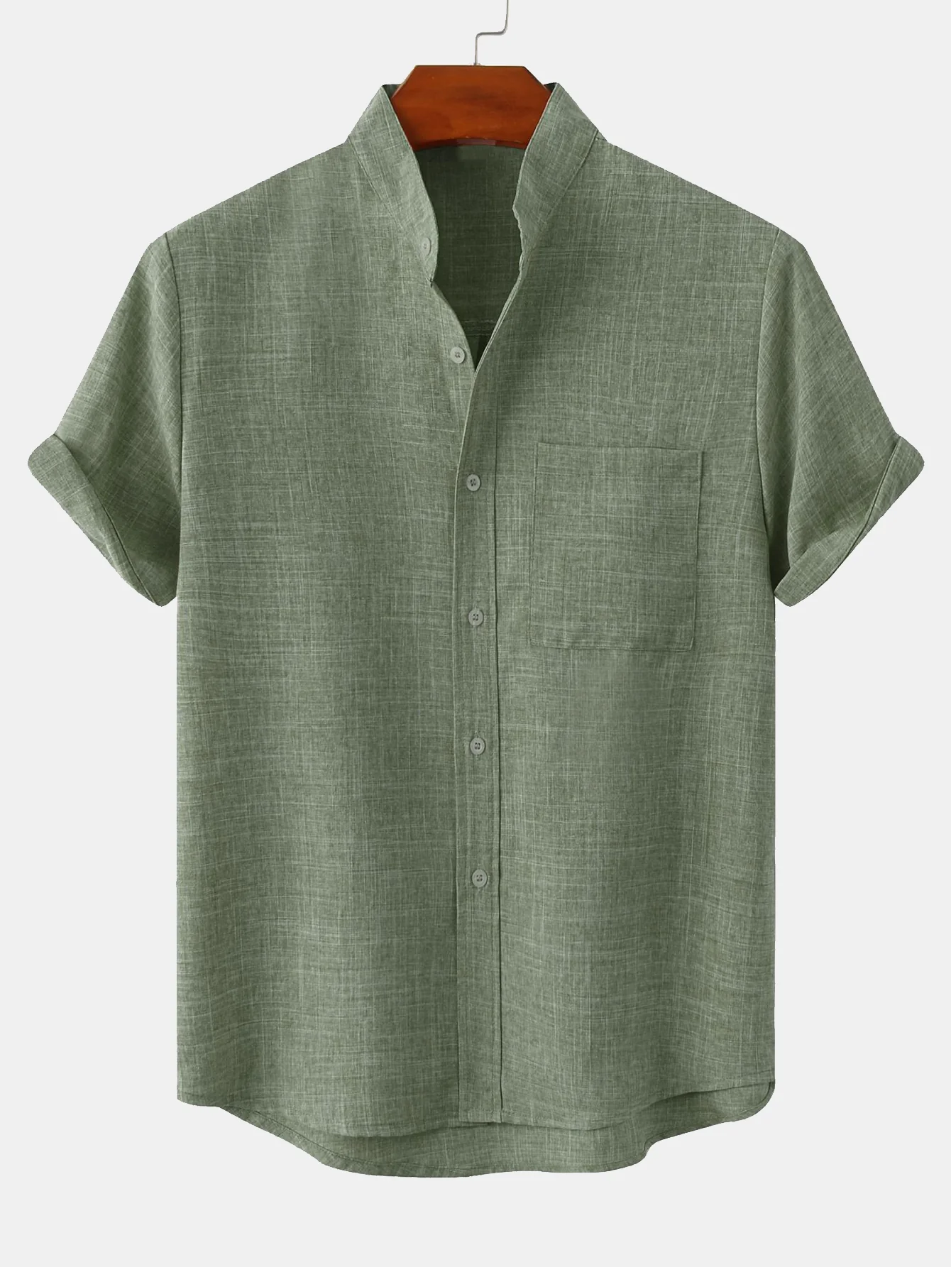Arly® | Man Stand Collar Shirt Whit Pocket - Image 3