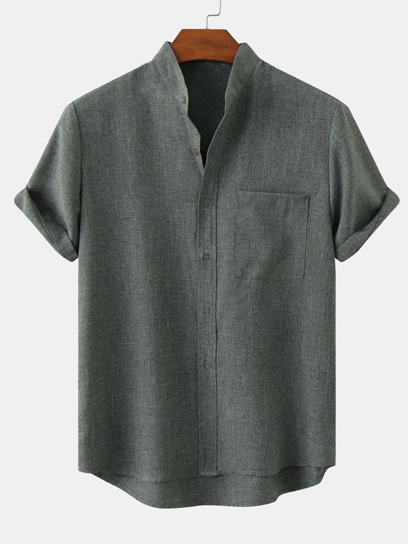 Arly® | Man Stand Collar Shirt Whit Pocket - Image 6
