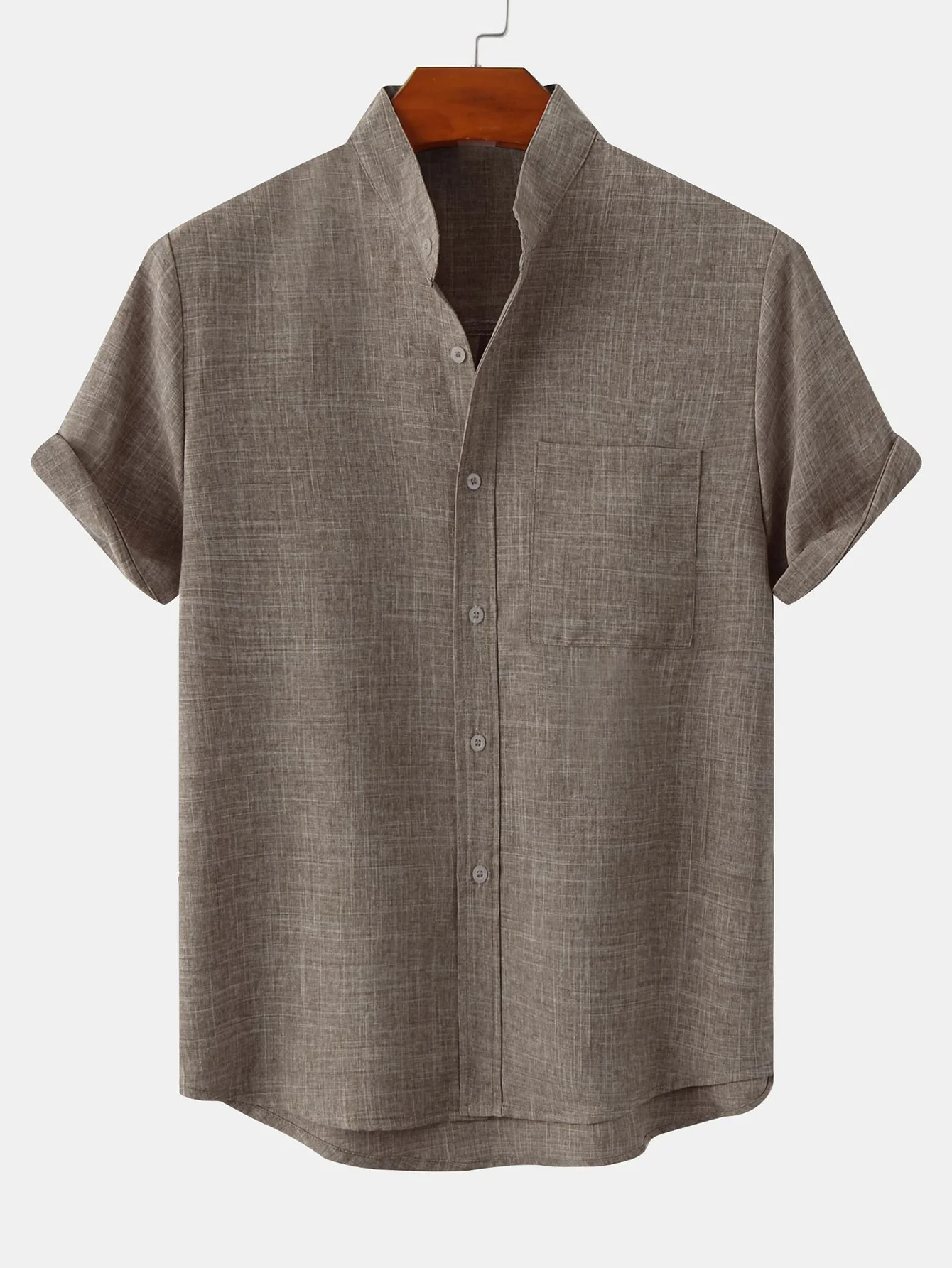 Arly® | Man Stand Collar Shirt Whit Pocket - Image 7
