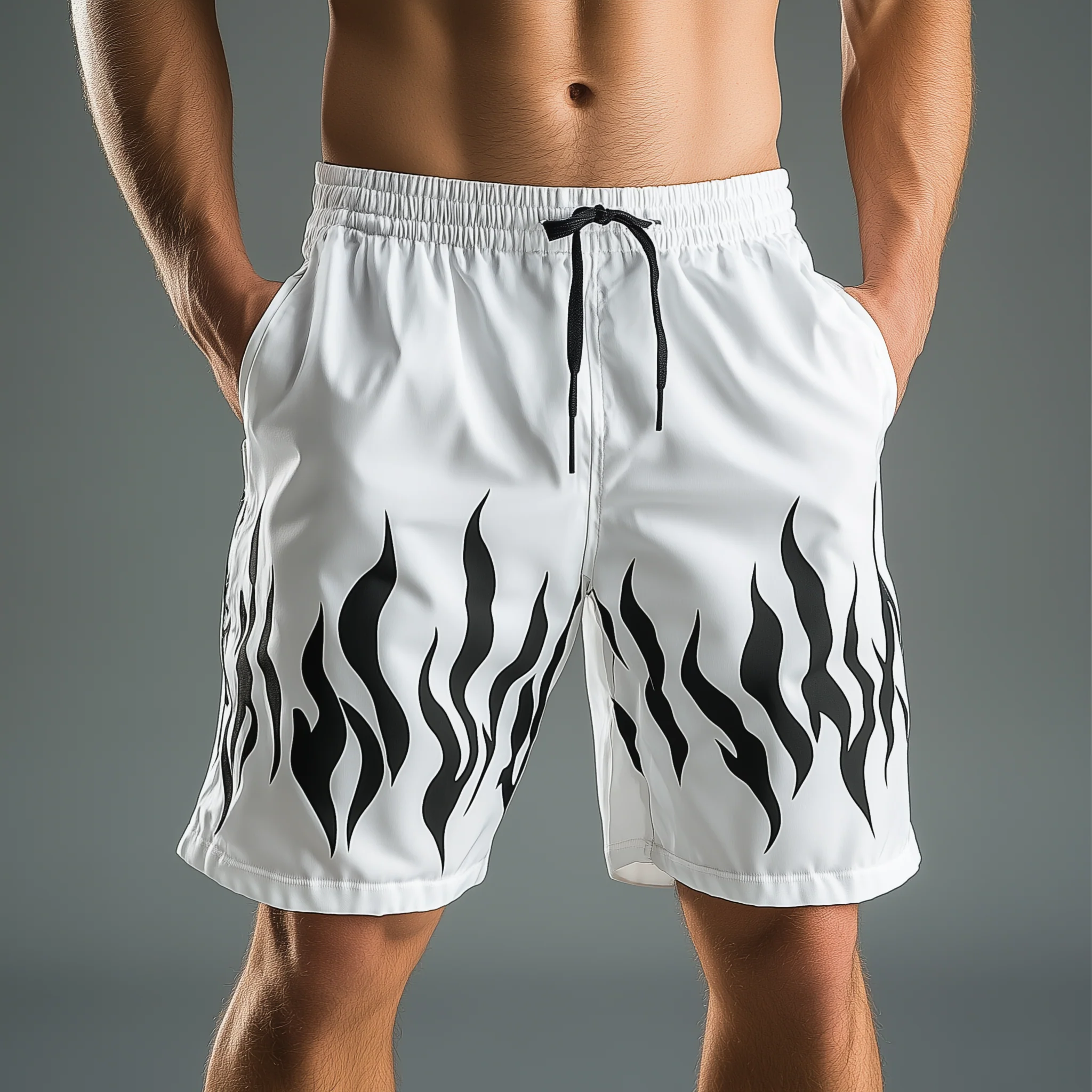 Armand | Men'S Summer Fashion Flame Print Cotton Blend Sports Shorts - Image 2