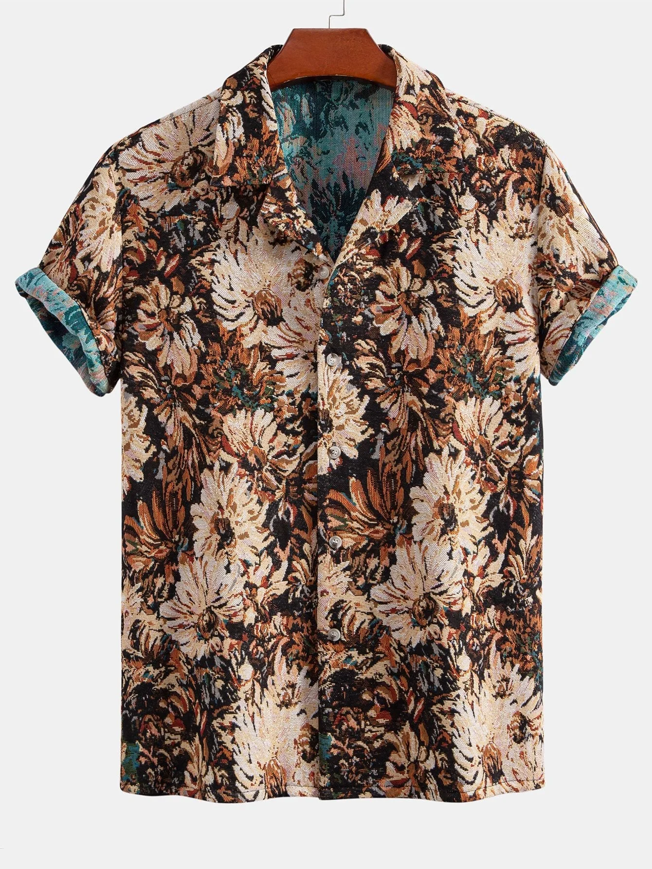 Arnald® | Painted Floral Jacquard Cuban Shirt - Image 5