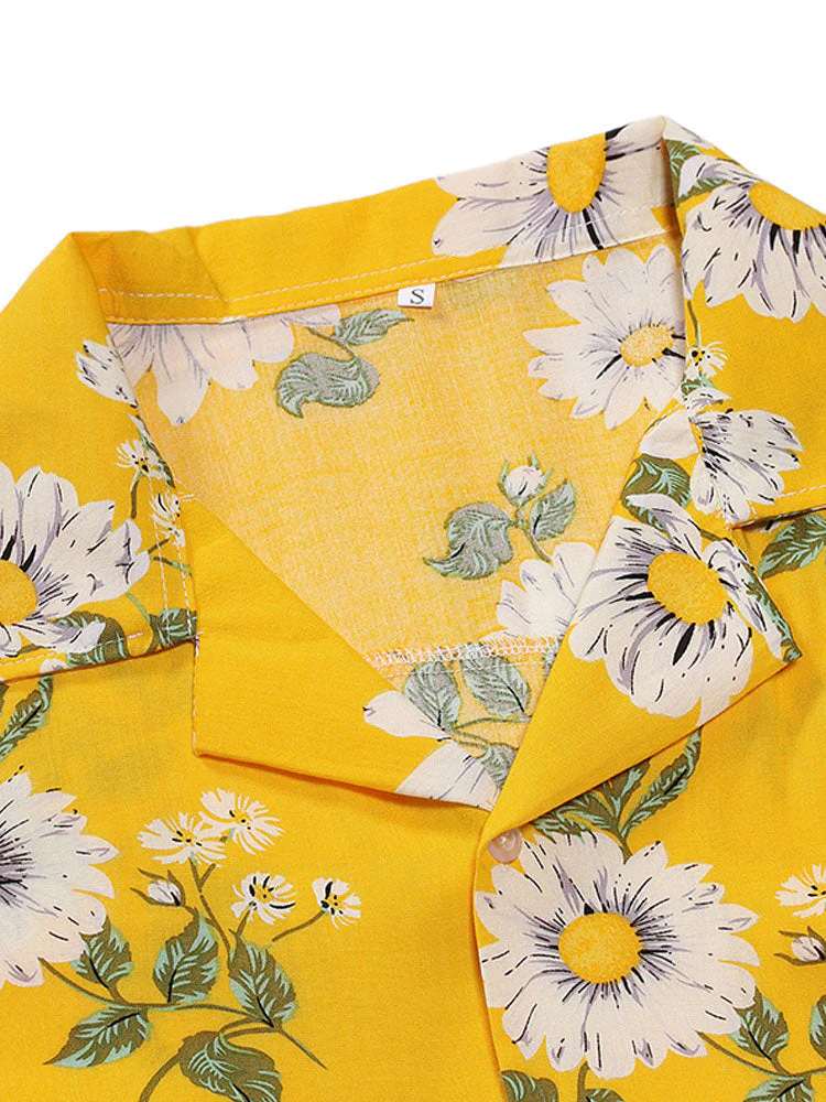 Arquipo® | Sunflower Print Revere Shirt - Image 11