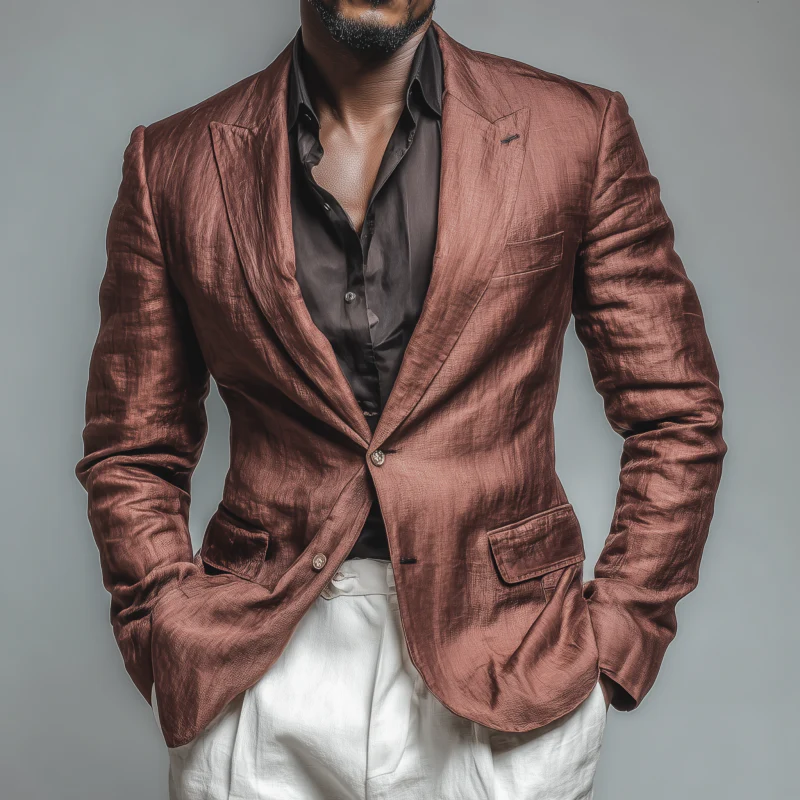 Arthur | Men'S Casual Solid Color Tencel Blended Peak Lapel Single Breasted Slim Fit Blazer - Image 2