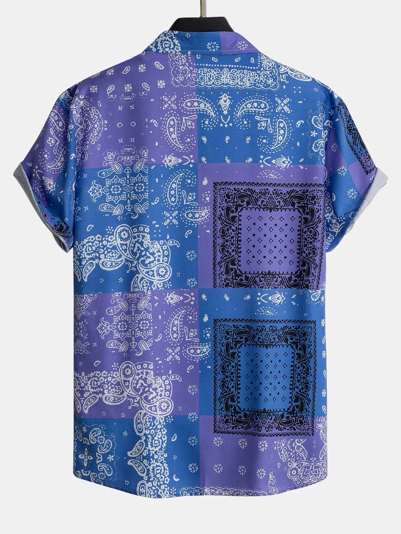 Asaph® | Paisley Bandana Print Button Up Shirt Random Pattern Design - Image 2