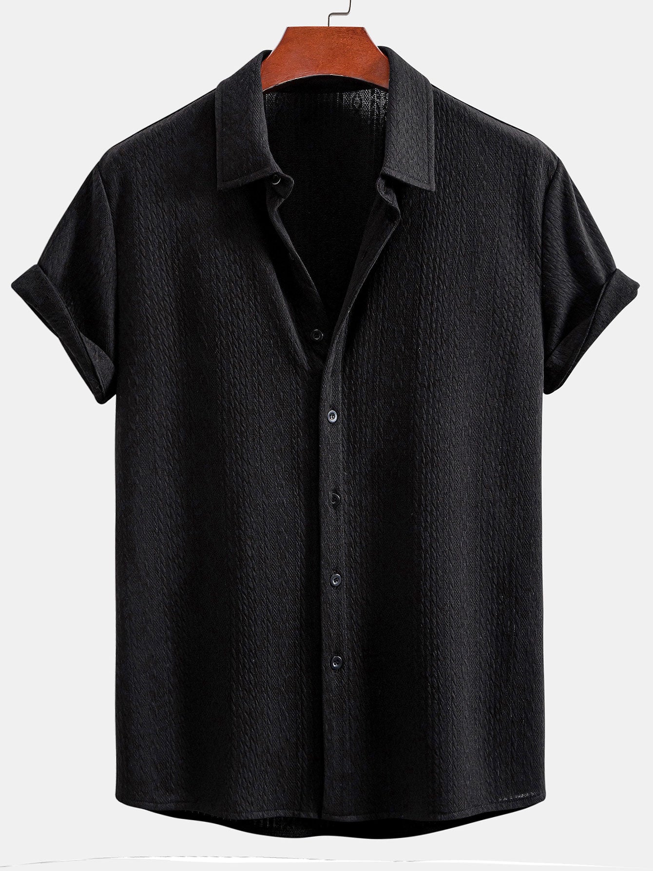 Asare® | Muscle Fit Jacquard Textured Shirt - Image 3