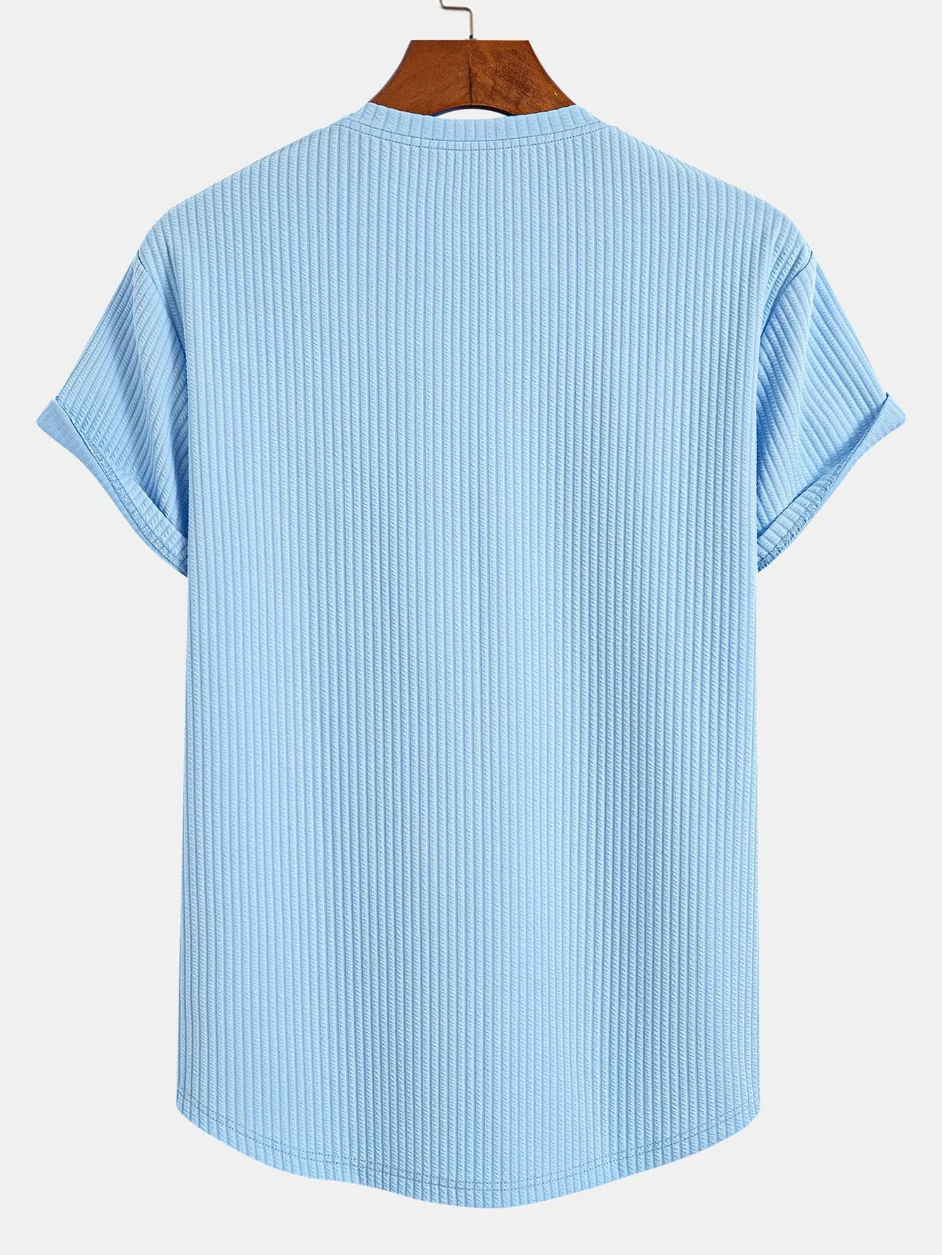 Asher® | Muscle Fit Notch Ribbed Arc Hem T-Shirt - Image 4